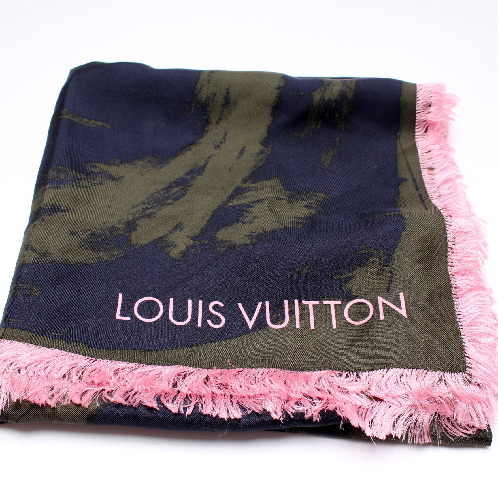 Louis Vuitton Louis Vuitton Pink & Navy Monogram Flowers Silk