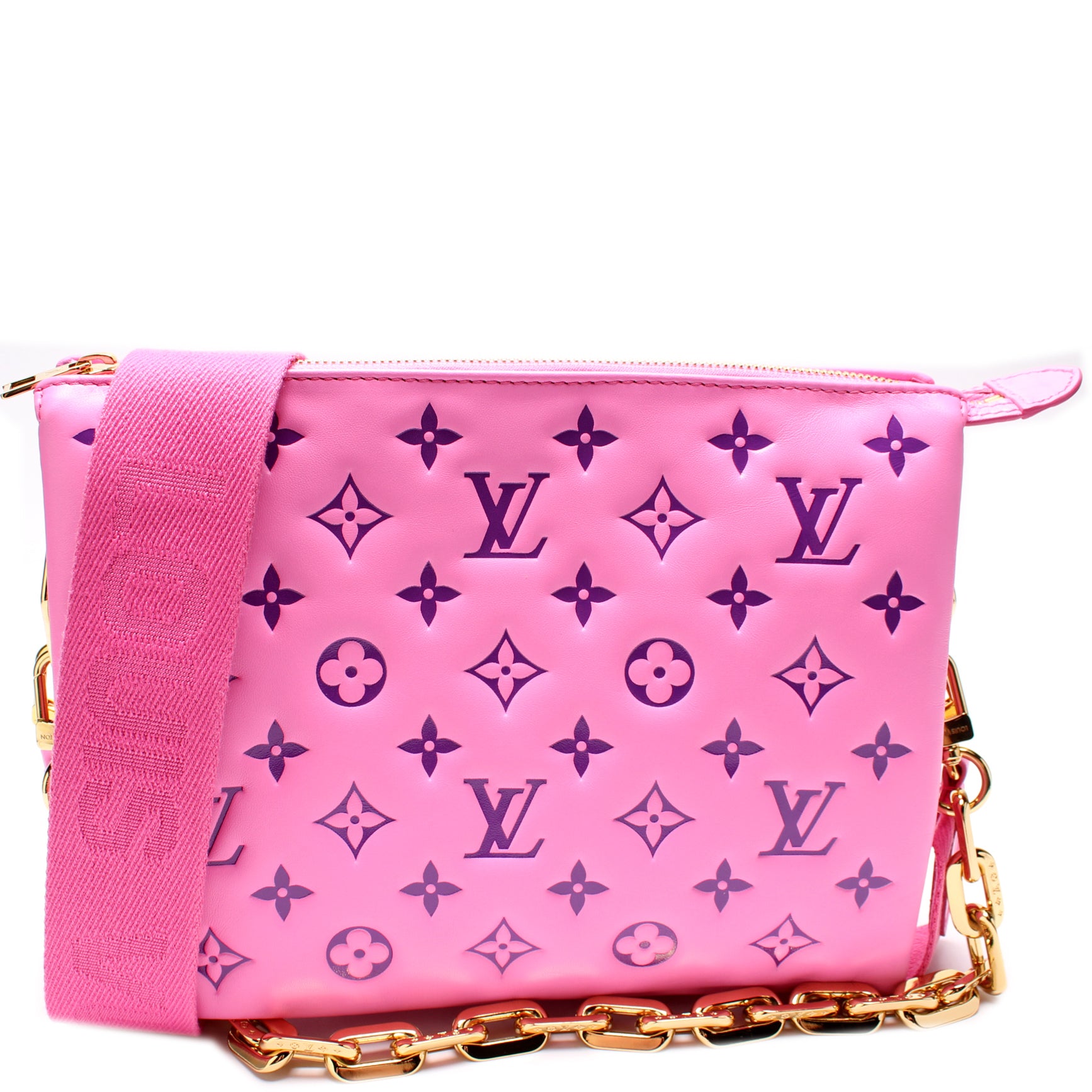 LOUIS VUITTON COUSSIN PM PINK PURPLE LAMBSKIN LEATHER GOLD CHAIN