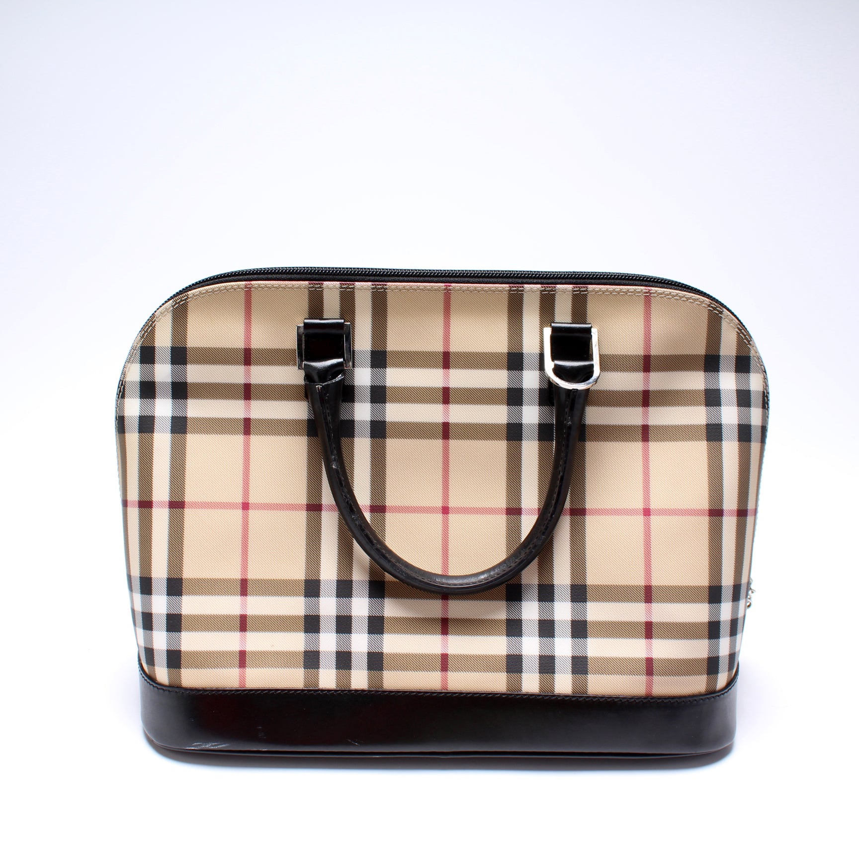 Burberry, Bags, Authentic Burberry Haymarket Satchel Purse Alma Style Bag  Zipper Plaid