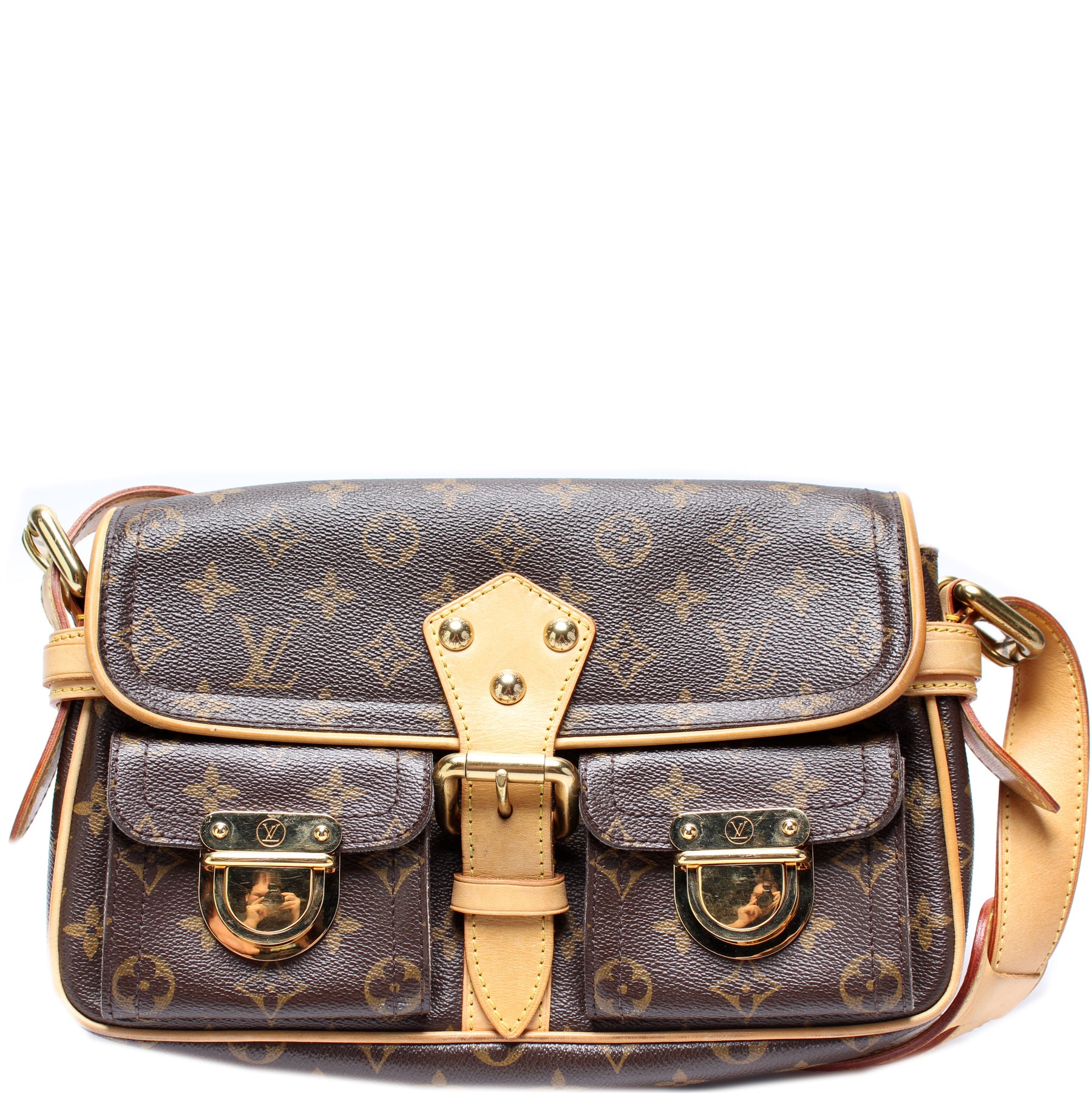 Louis Vuitton Handbag Hudson PM Monogram Canvas Shoulder Bag Gold Hardware