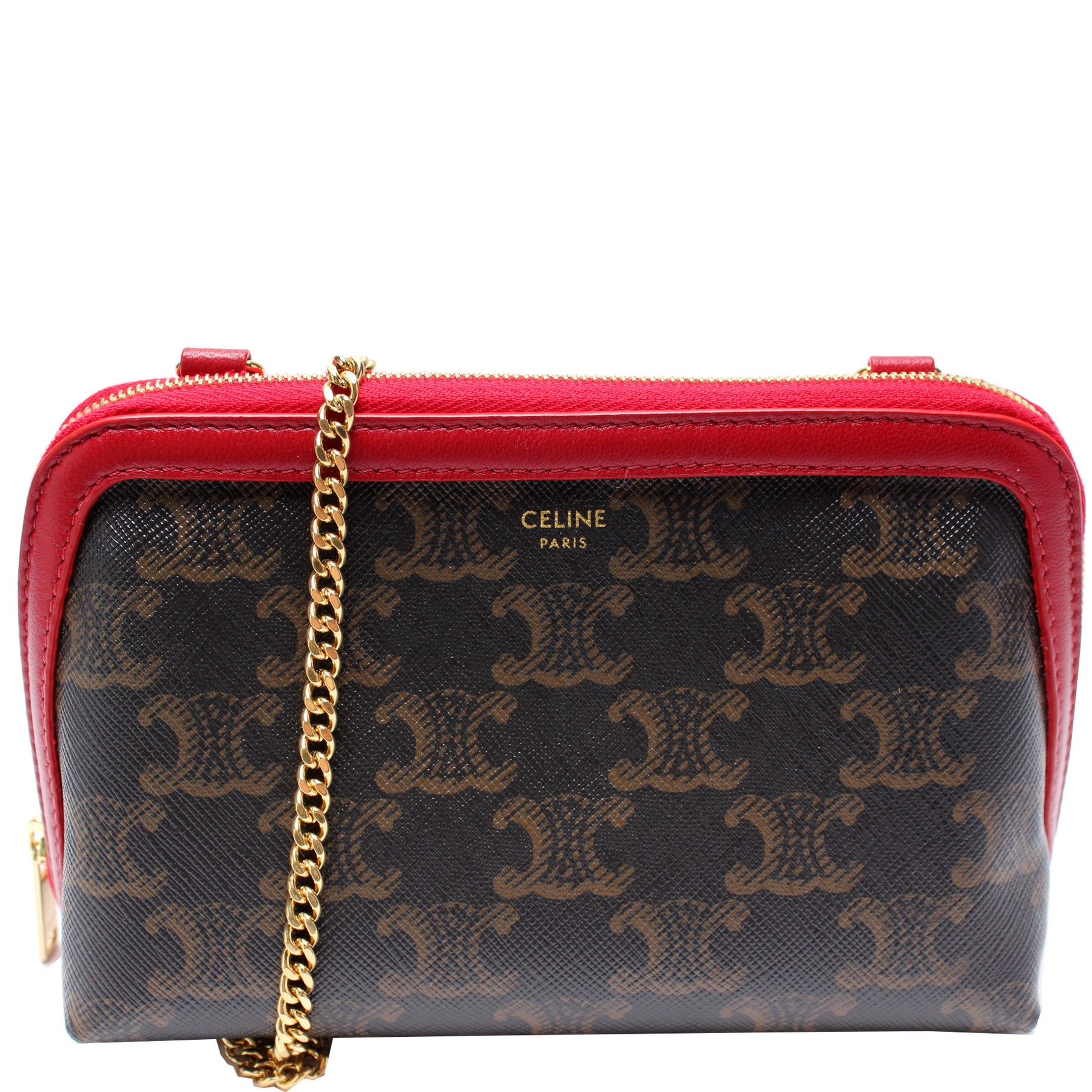 New! Celine bag. Clutch on strap in triomphe canvas and smooth