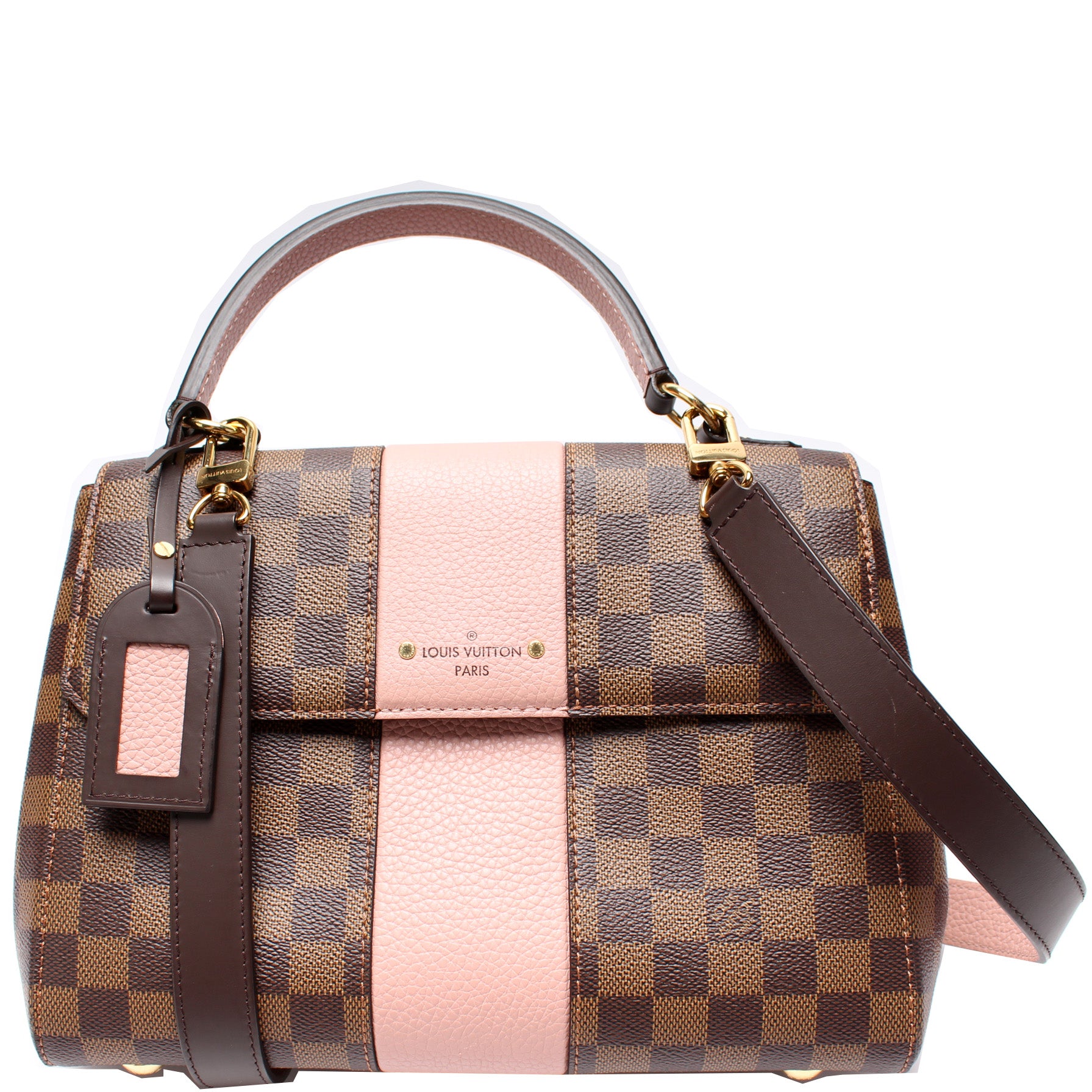 Louis Vuitton Bond Street Top Handle Bag Damier Burgundy Leather MM Brown