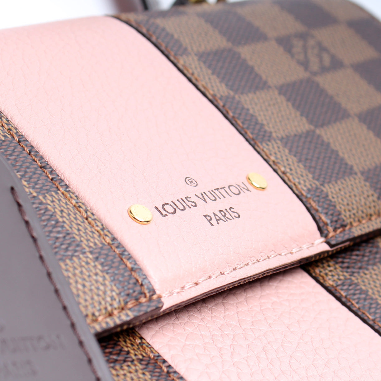 Louis Vuitton Damier Ebene Bond Street with pink leather