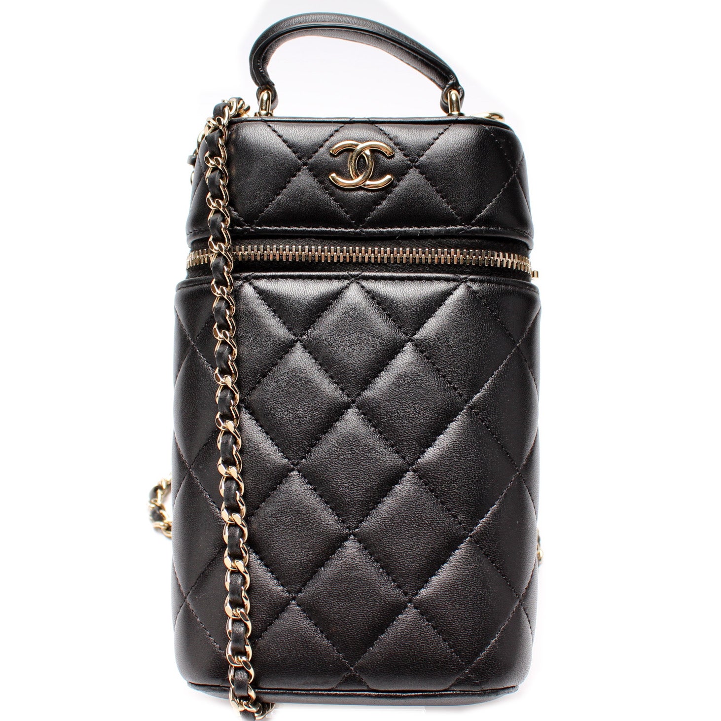 Chanel Perforated Lambskin Quilted Mini Phone Holder
