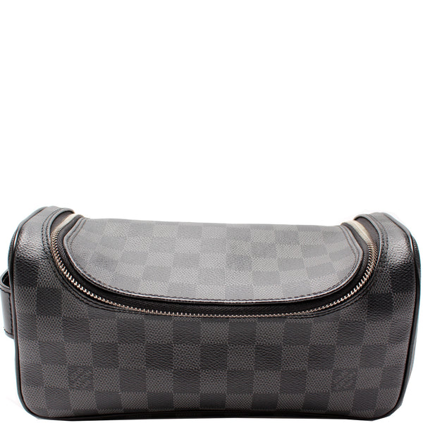 This Louis Vuitton Toletry Pouch in Damier Graphite canvas will