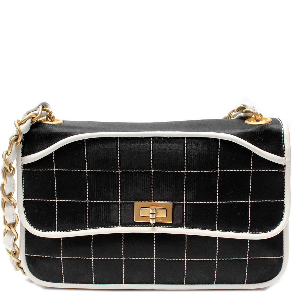 Chanel Dark Grey Square Stitch Lambskin Leather Flap Bag - Yoogi's Closet