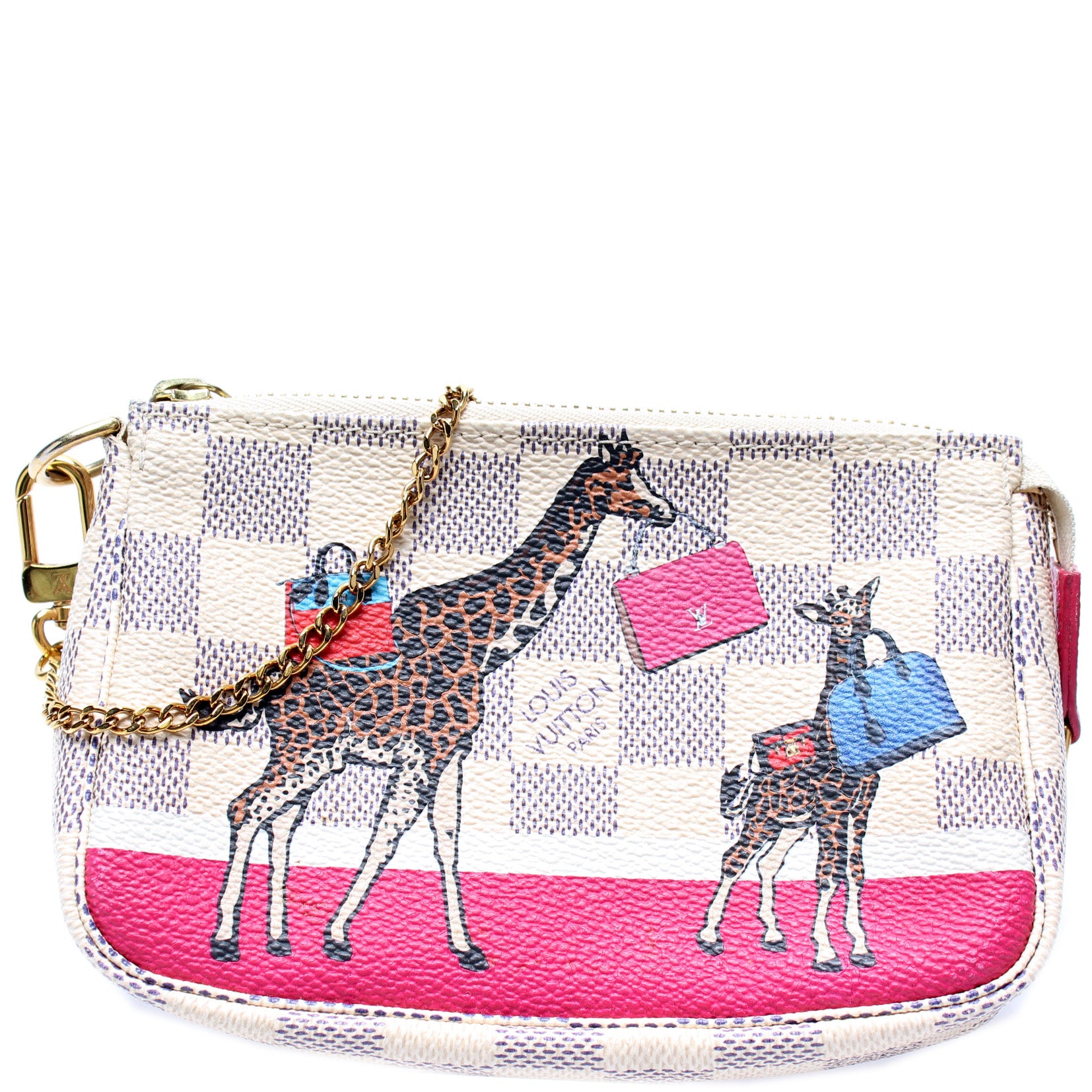 Louis Vuitton, Bags, Louis Vuitton Damier Azur Christmas Giraffe Mini  Pochette With Box And Dustbag
