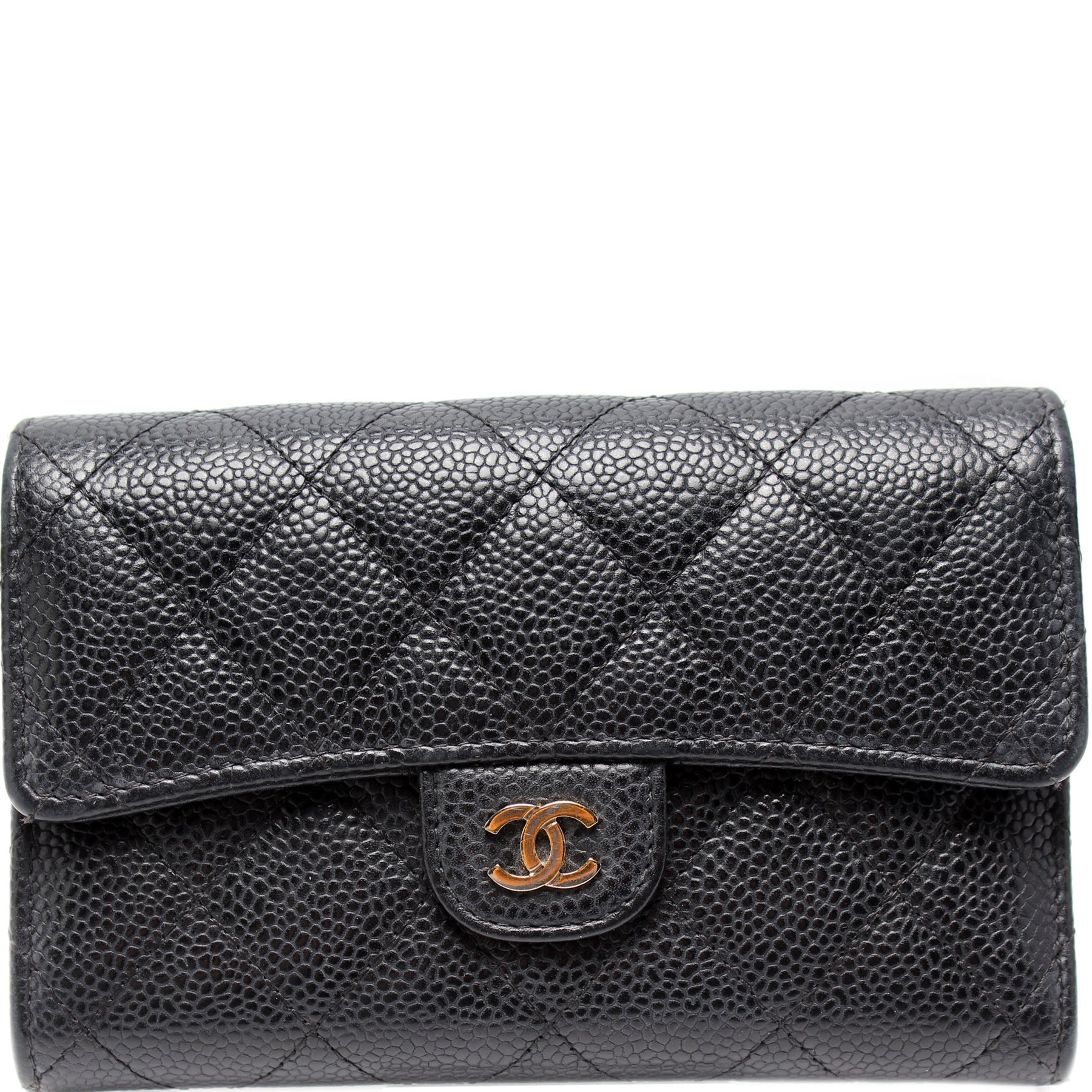 Chanel Black Leather Long Quilted Classic Flap Wallet