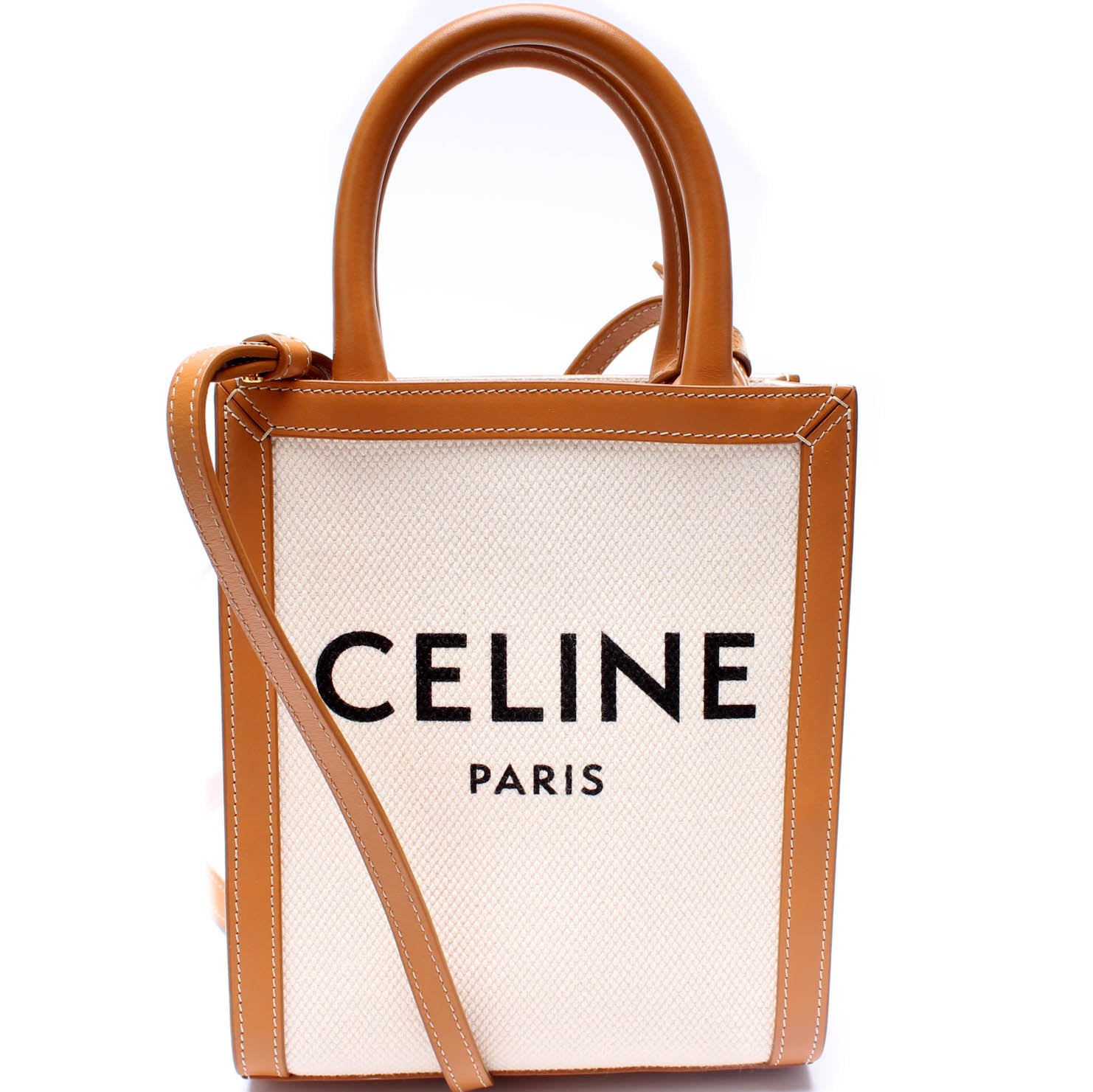 Celine Cream Canvas / Tan Leather New Horizontal Cabas Tote Bag