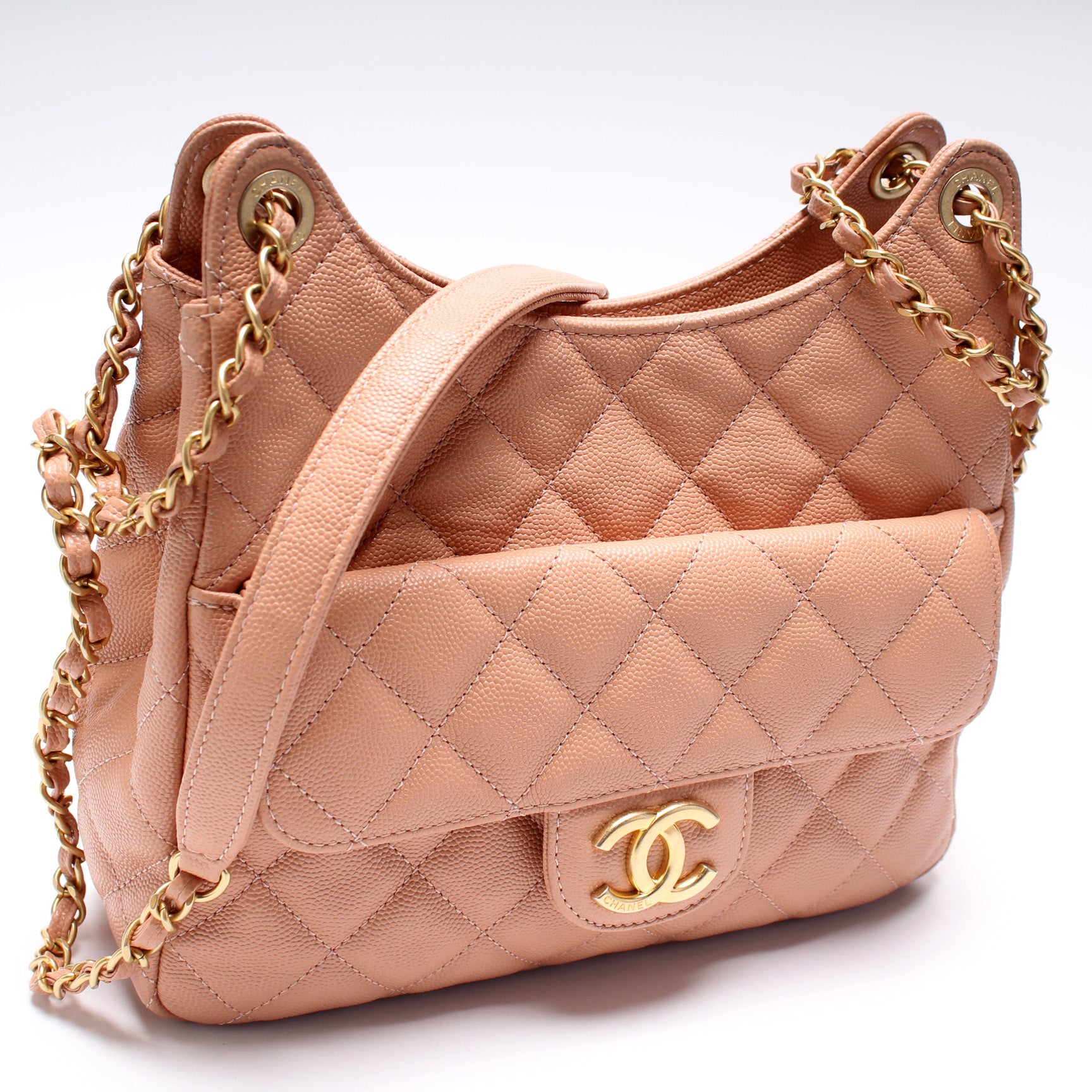 Chanel Small Caviar Wavy CC Hobo Bag (Brand New 全新), 名牌, 手袋