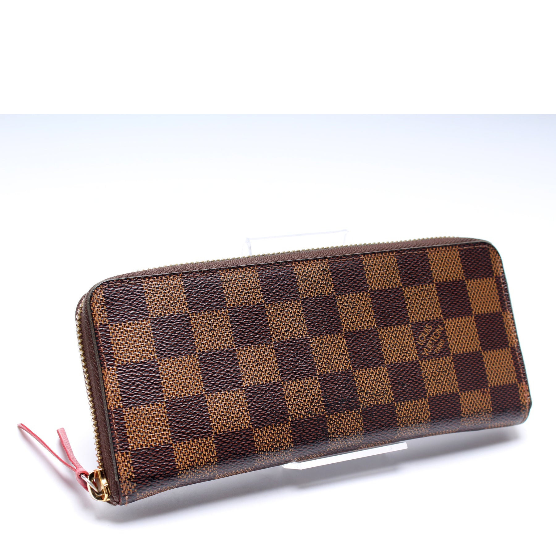 Louis Vuitton Damier Ebene With Red Interior Clemence Wallet