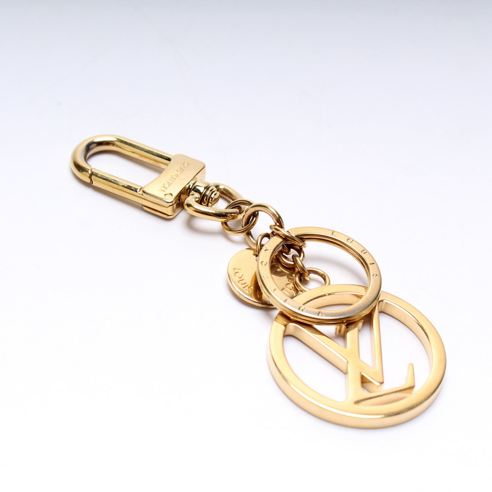 Louis Vuitton Monogram LV Circle Bag Charm & Key Holder, Gold