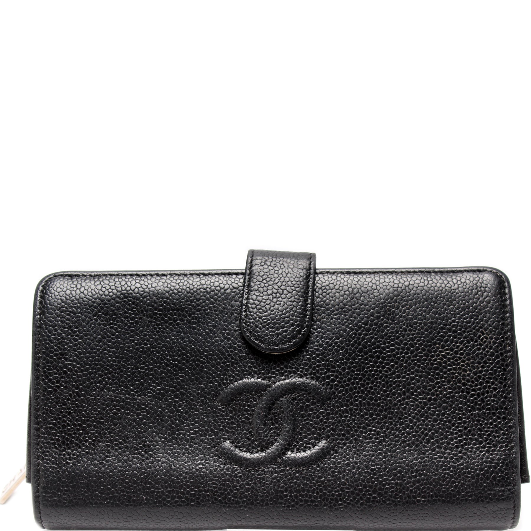 Chanel ! Caviar Cc Leather Wallet in Gray