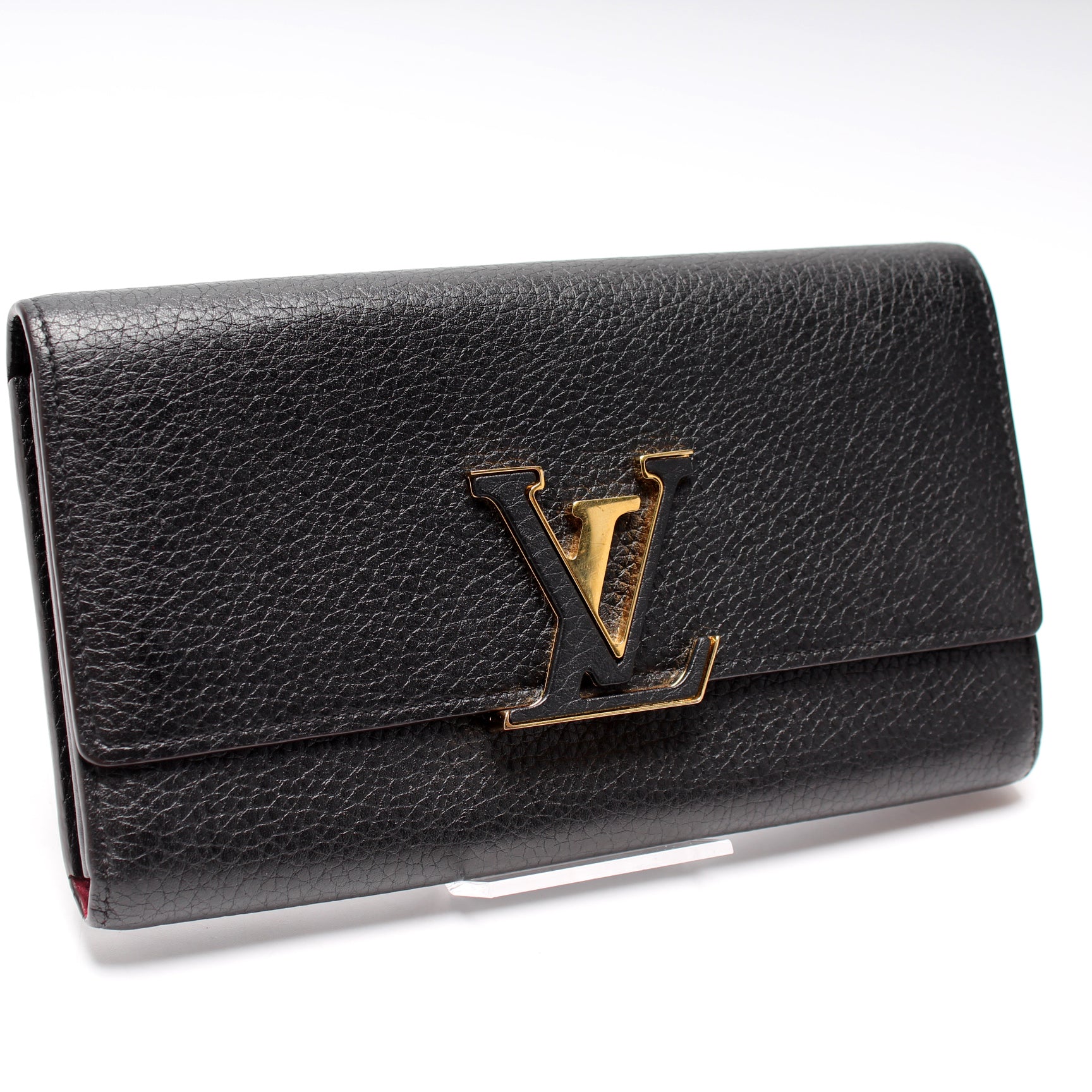 Authentic Louis Vuitton Black / Pink CAPUCINES Long Wallet