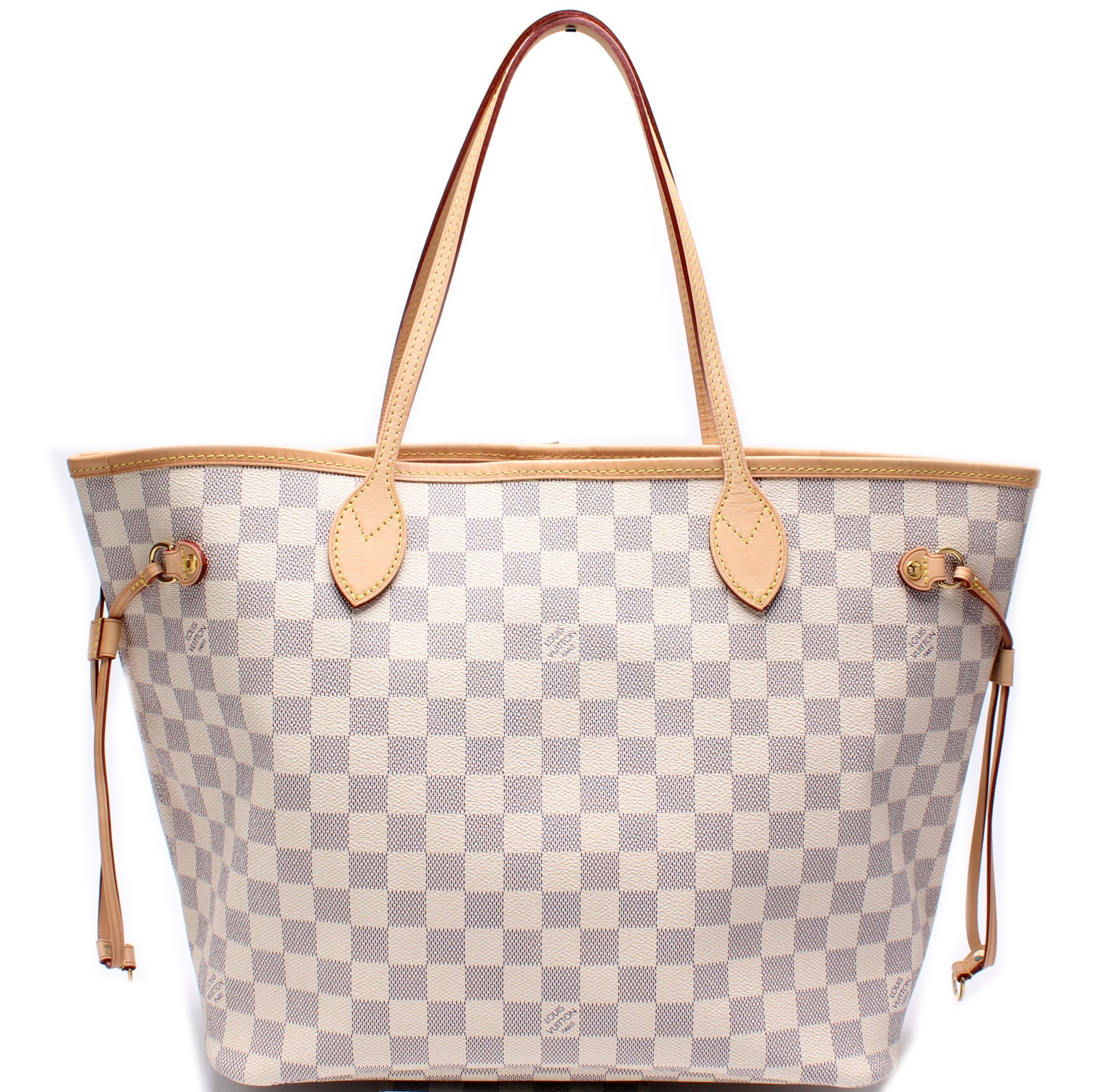 Louis Vuitton, Bags, Louis Vuitton Neverfull Mm Damier Azur White Pink  Inside Bags
