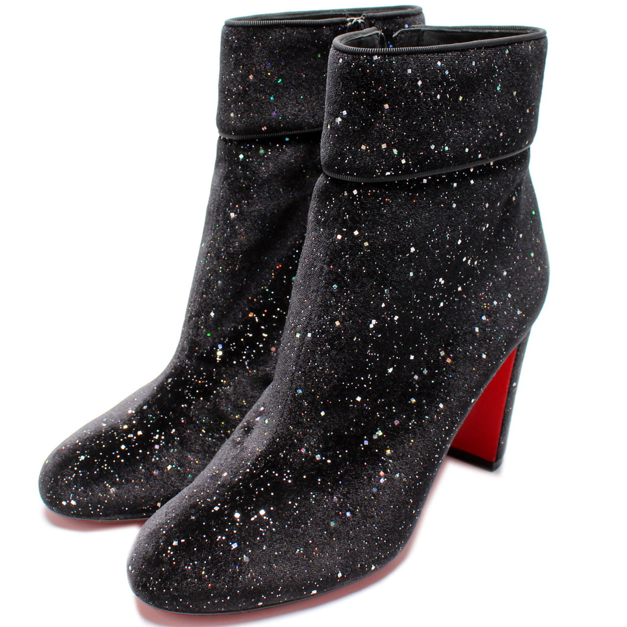 Shop Christian Louboutin Moulamax Glitter Velvet Ankle Boots