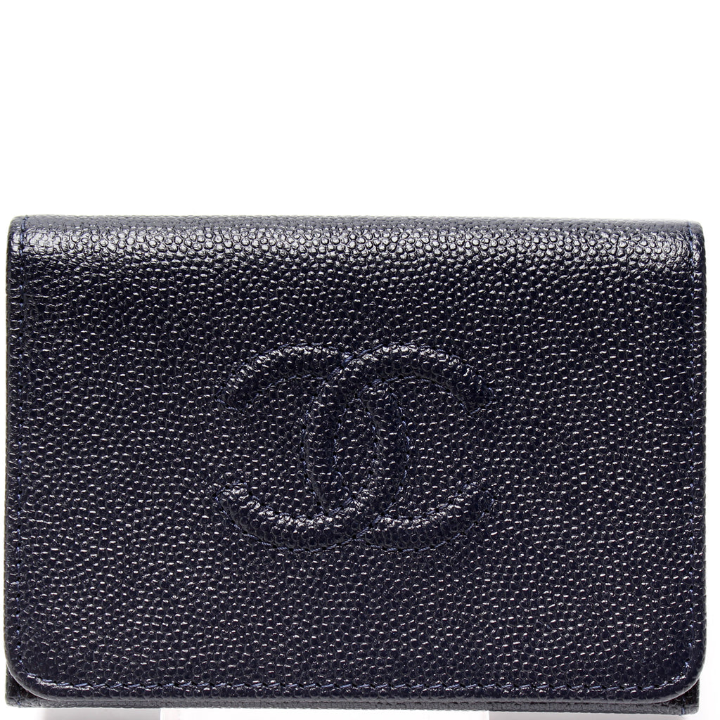 Chanel Black Caviar Leather Timeless L Yen Wallet