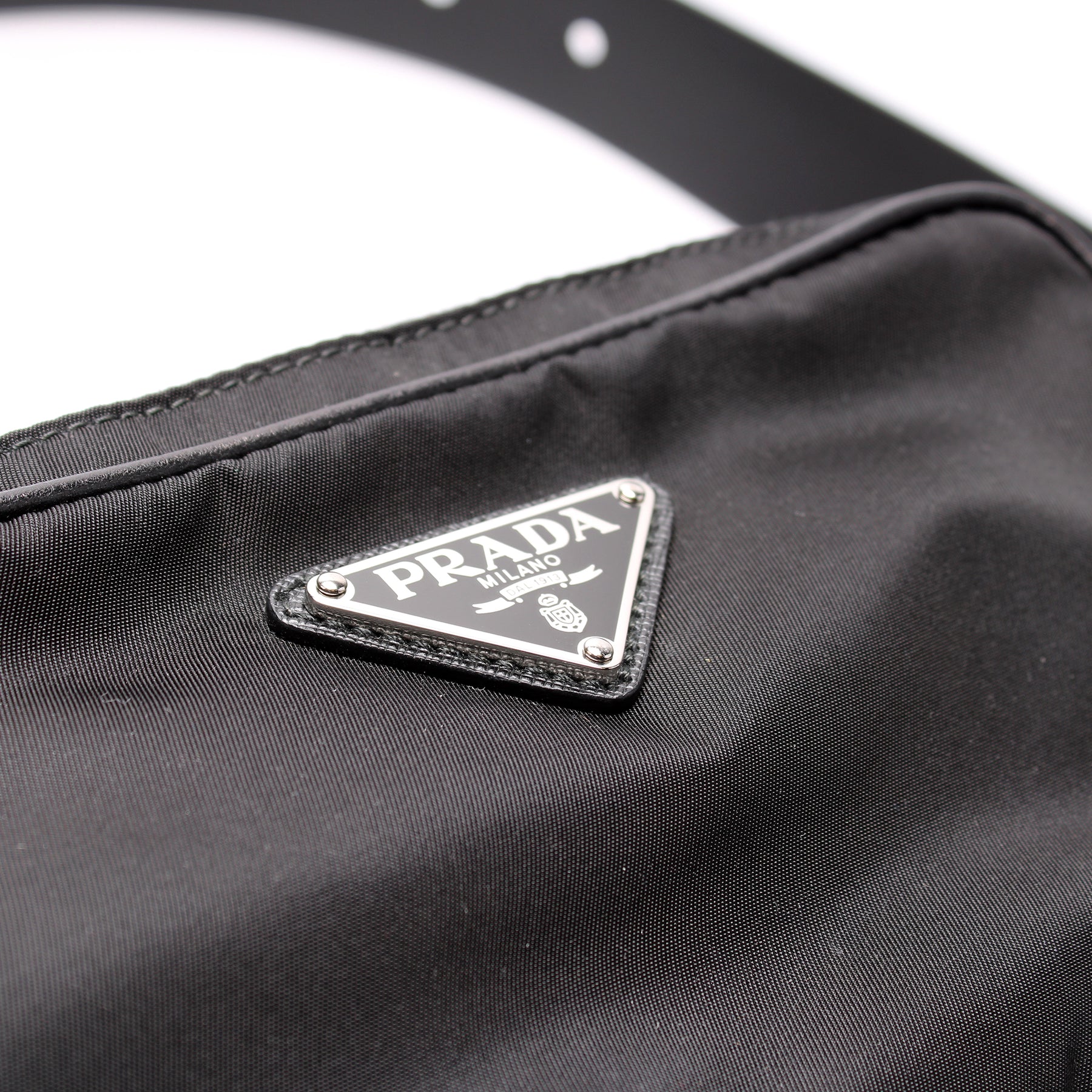 Prada Nylon Studded Shoulder Bag in Black