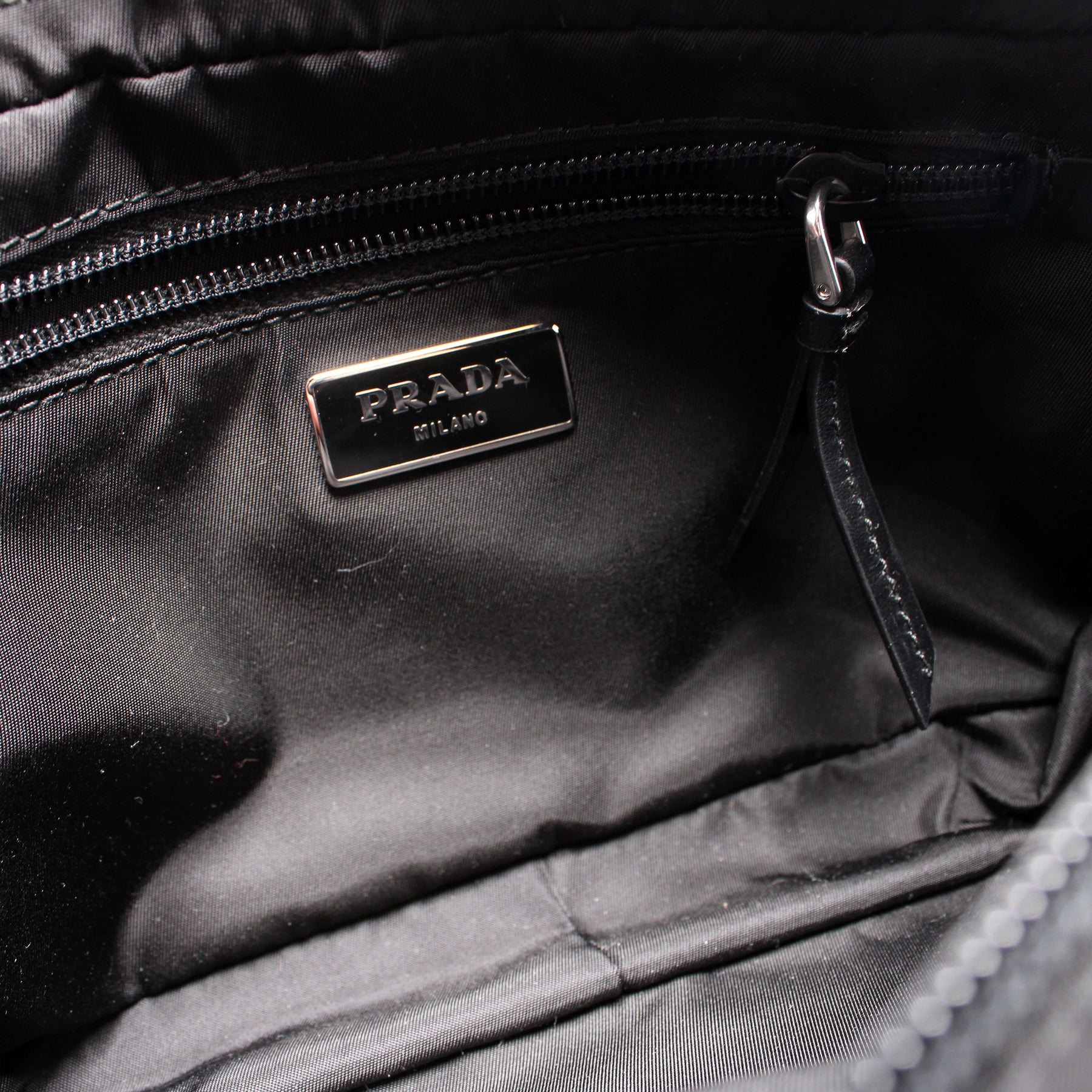 Prada Nylon Black/Blue Studded Strap Belt Bag