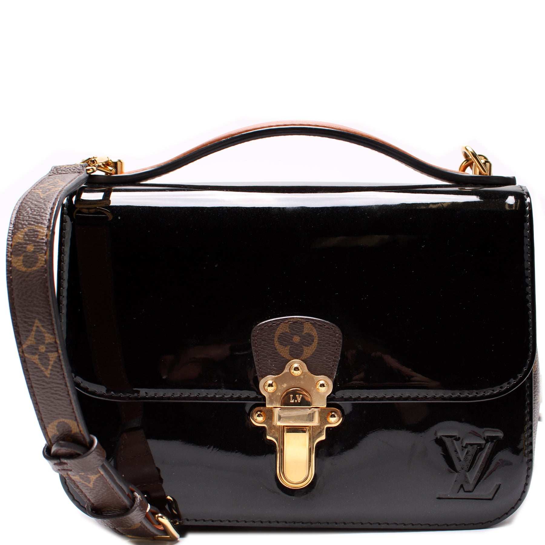 Louis Vuitton Patent Calfskin Monogram Cherrywood BB Black Purse