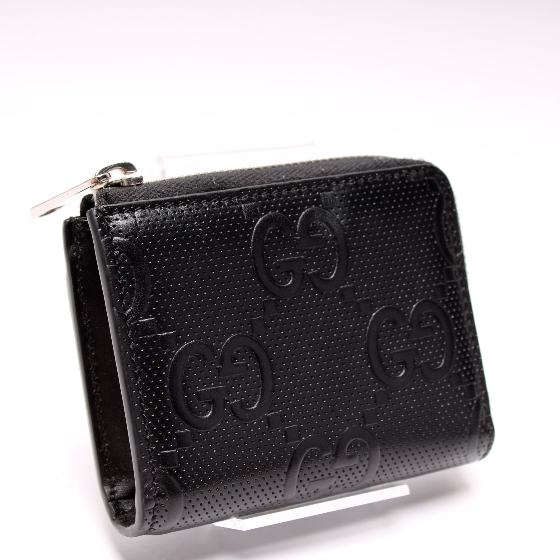 GG embossed coin wallet in Black Leather