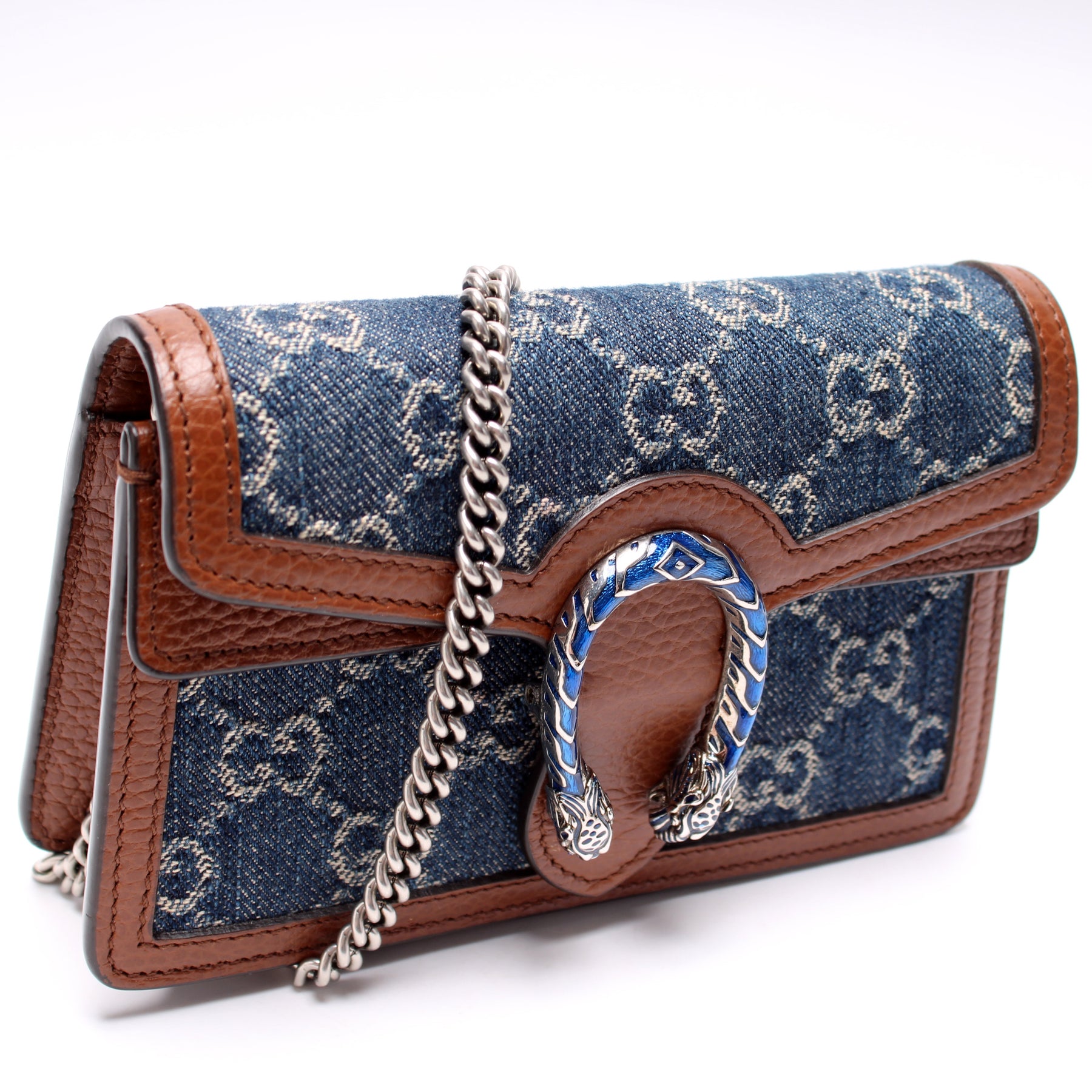 Gucci Dionysus Super Mini Leather Denim Cross Body Bag, 476432