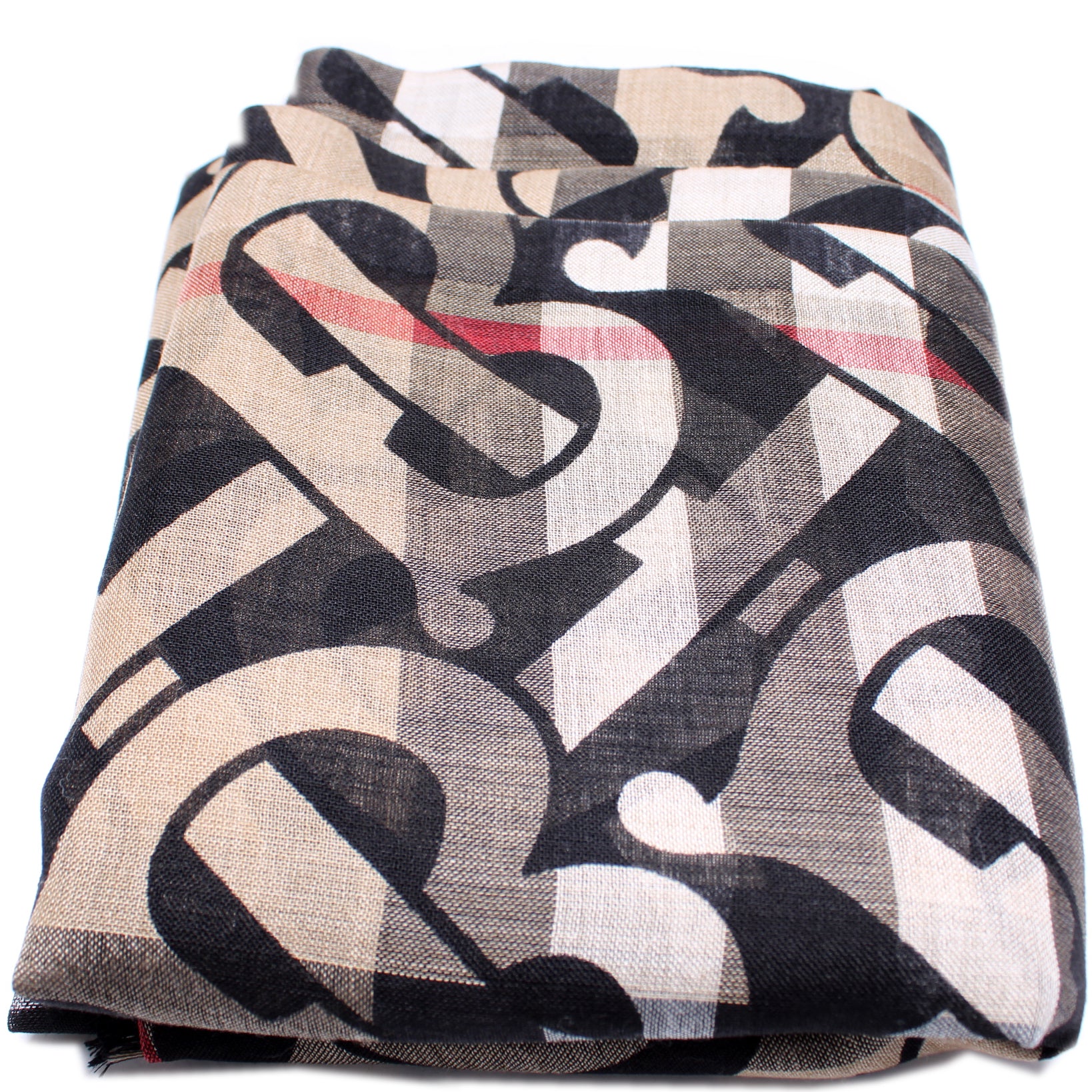 Leopard and TB monogram printed scarf