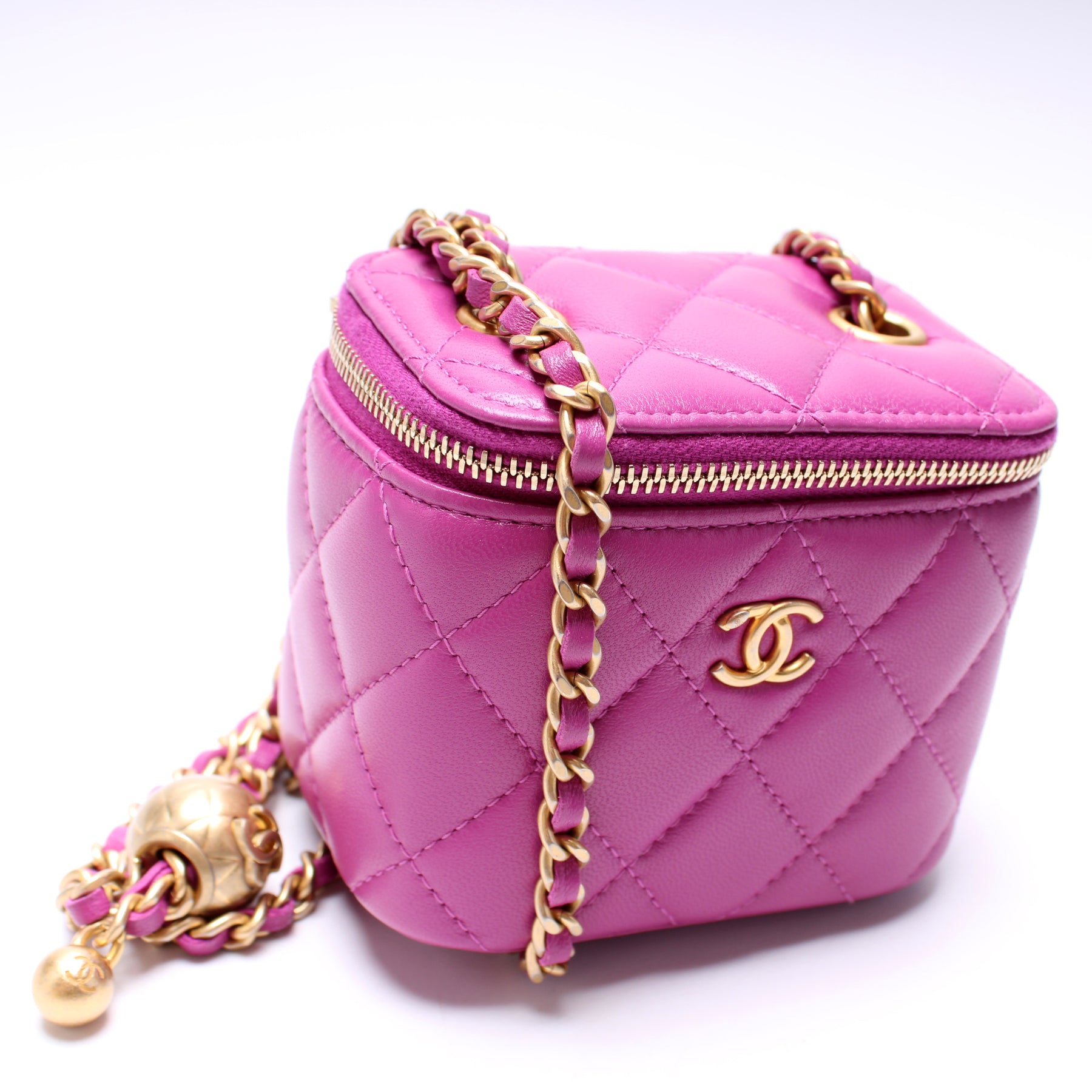 Chanel Mini Vanity Case w/ Chain - Pink Mini Bags, Handbags