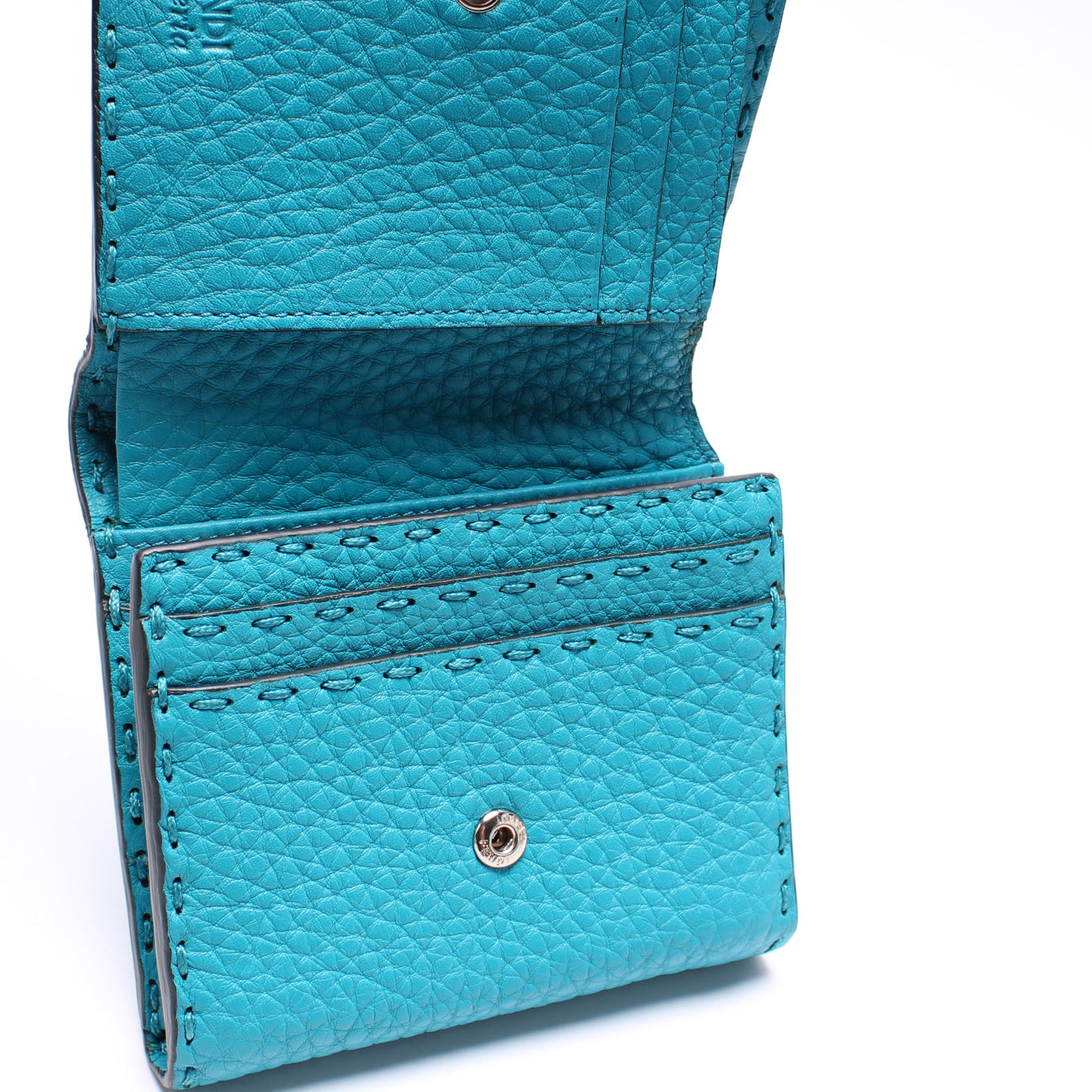 Fendi Selleria Zip Card Holder Wallet - Blue