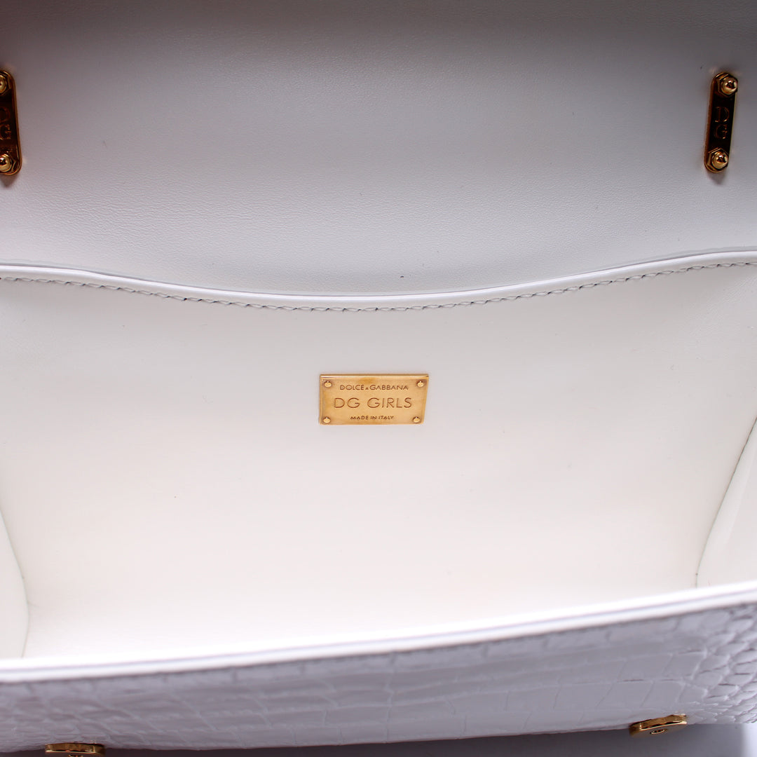 DG Girls Shoulder Bag Crocodile Embossed Leather