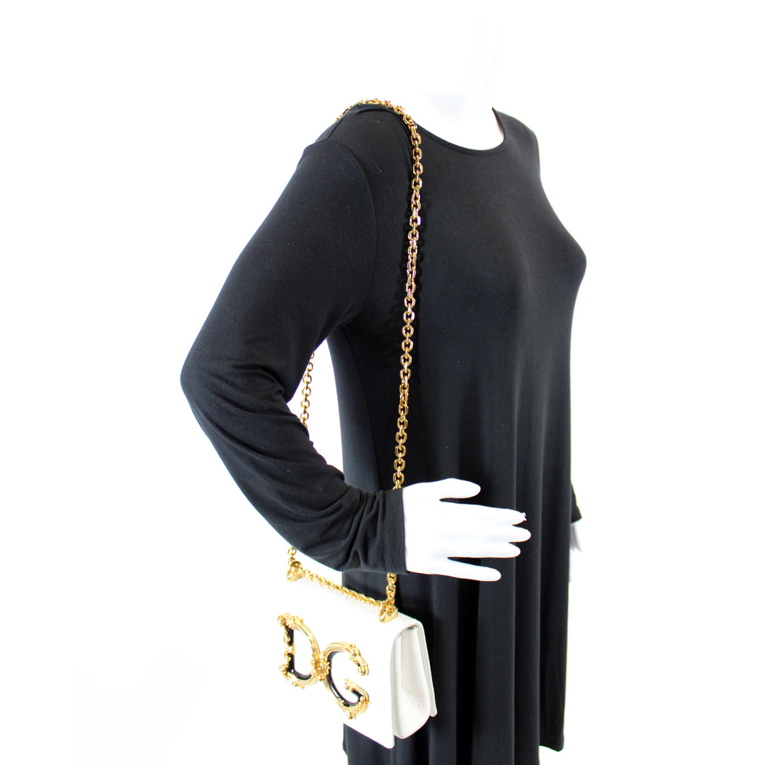 DG Girls Shoulder Bag Crocodile Embossed Leather