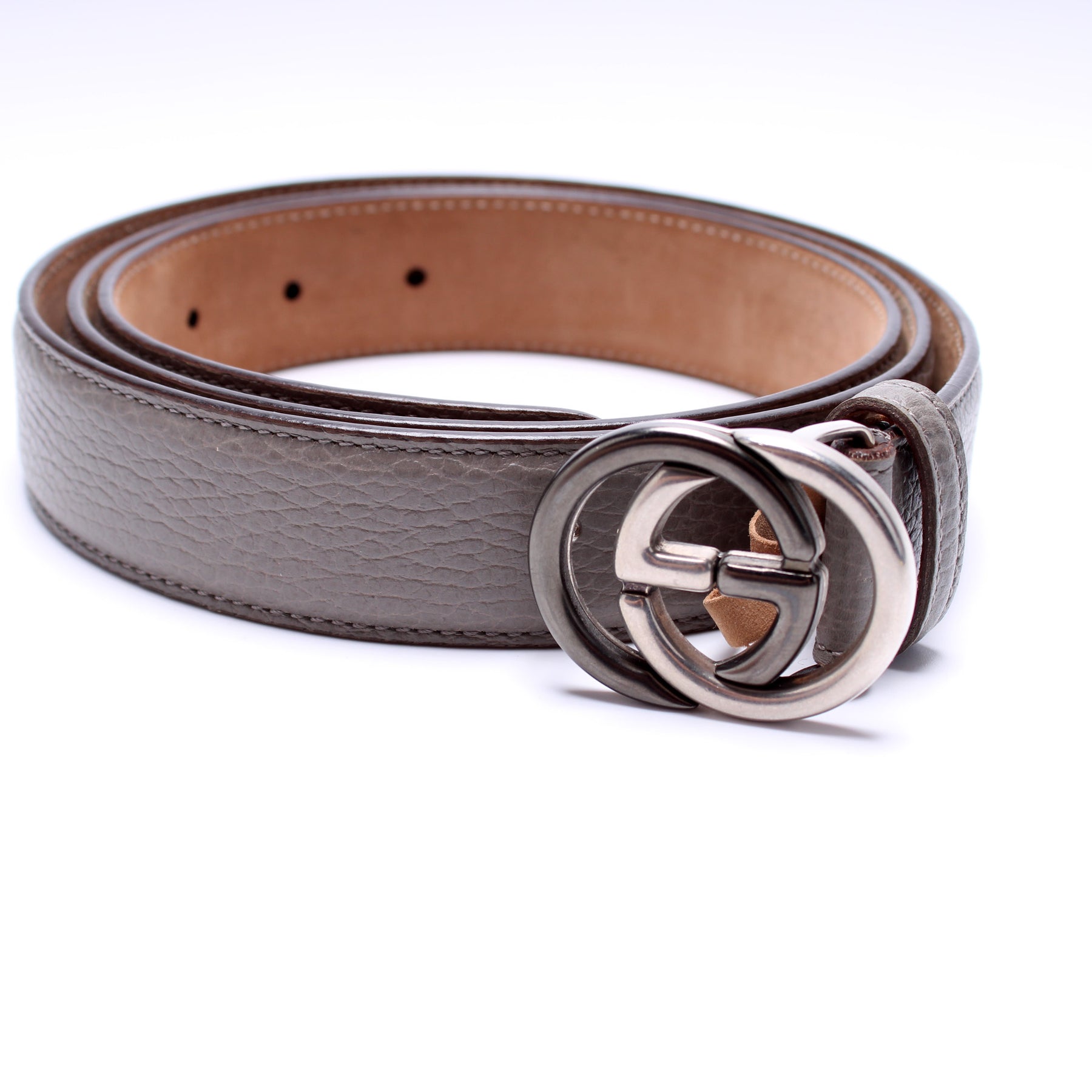 295704 Interlocking G Leather Belt Size 115 46