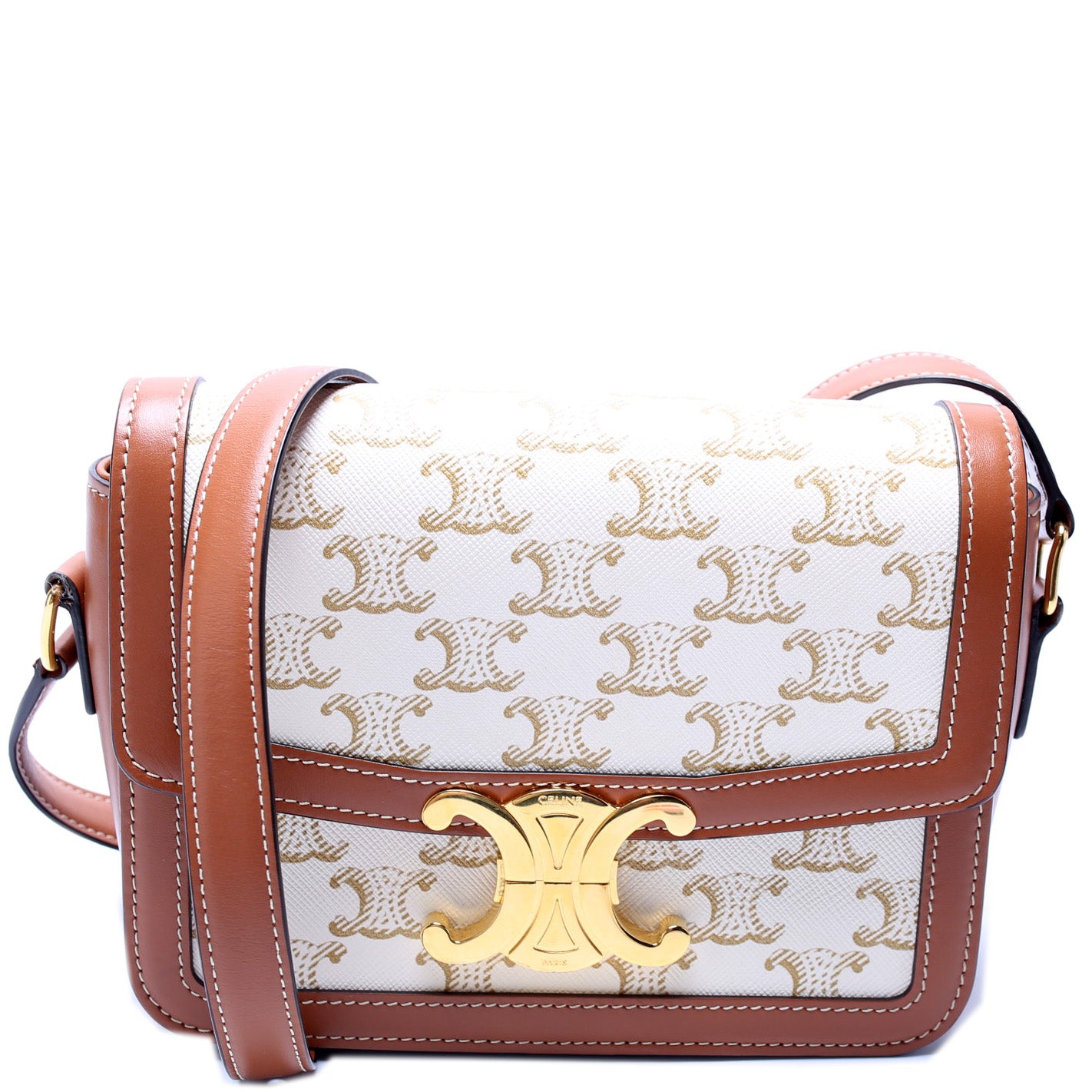 TEEN TRIOMPHE BAG IN TRIOMPHE CANVAS AND CALFSKIN - WHITE