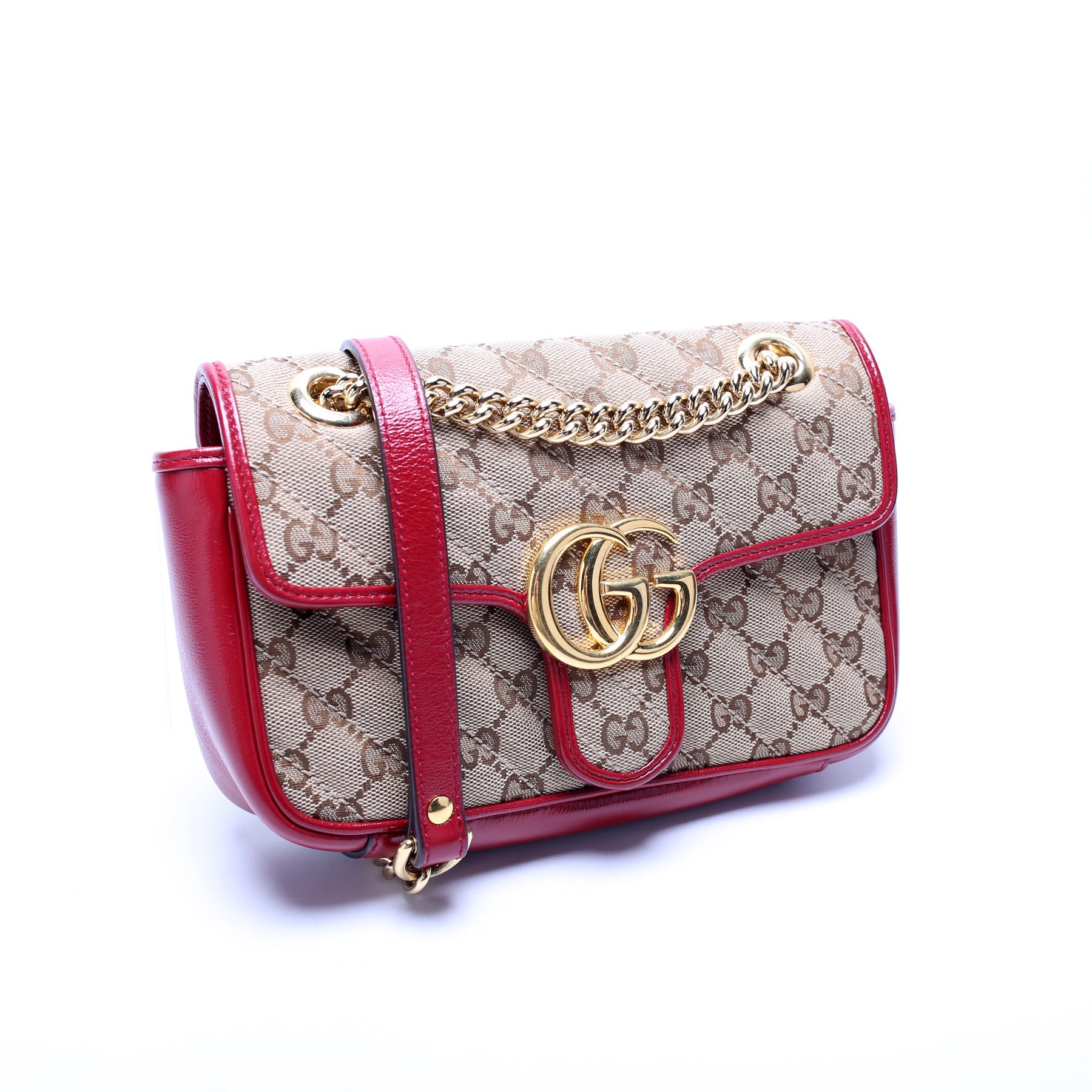 Red GG Canvas Marmont Crossbody Bag