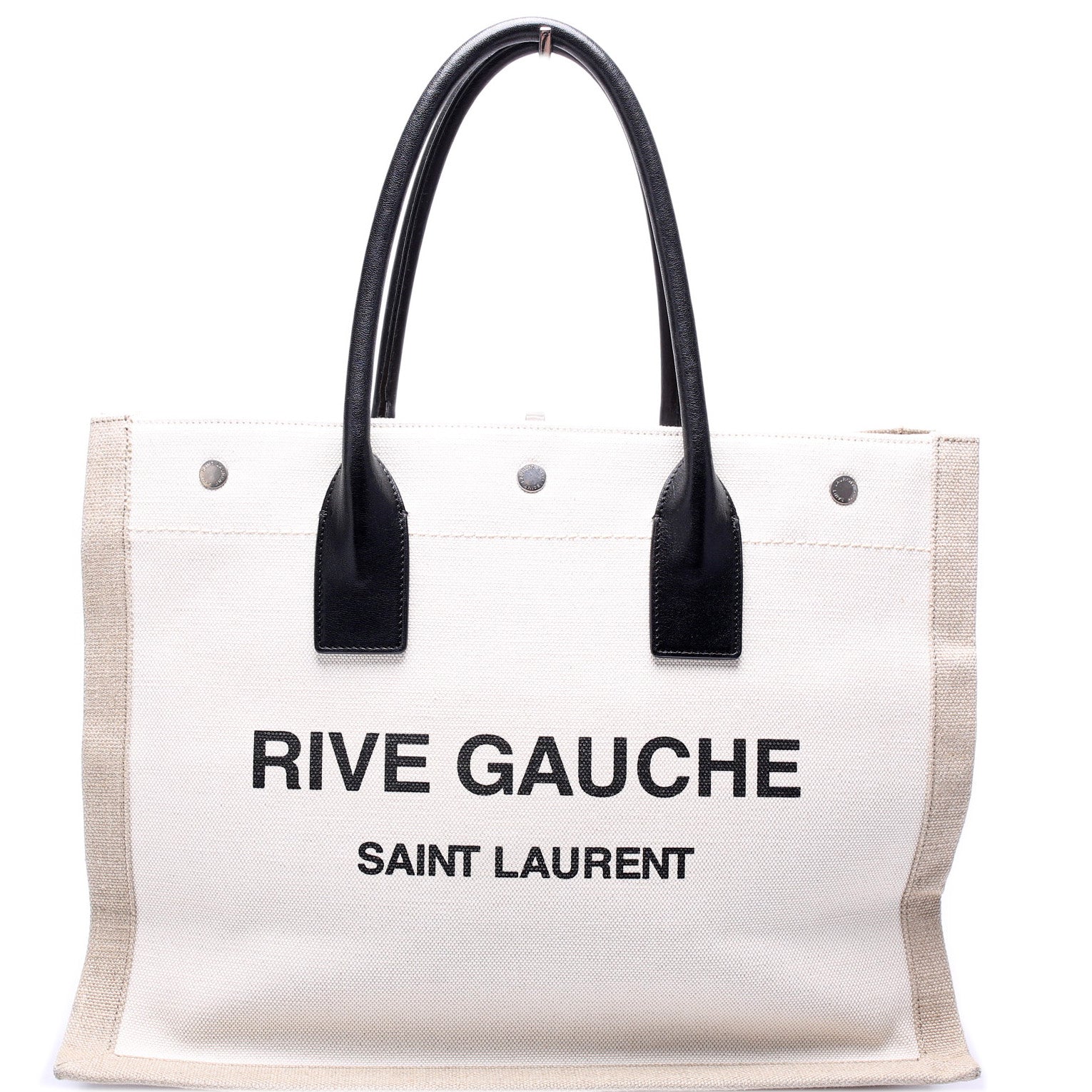 SAINT LAURENT PARIS Rive Gauche Small Tote Bag Canvas Leather 617481  90205830