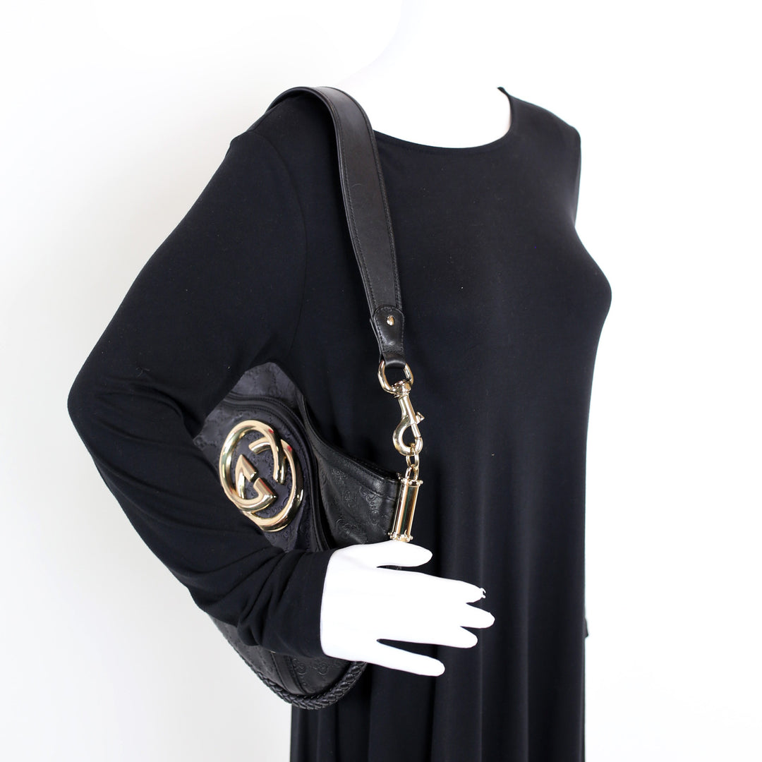 167734 GG Leather Britt Medium Shoulder Bag