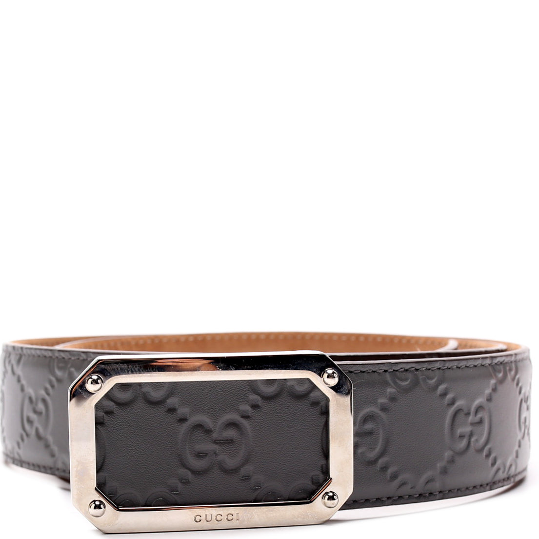 403941 Guccissima Rectangular Buckle Belt Size 90/36