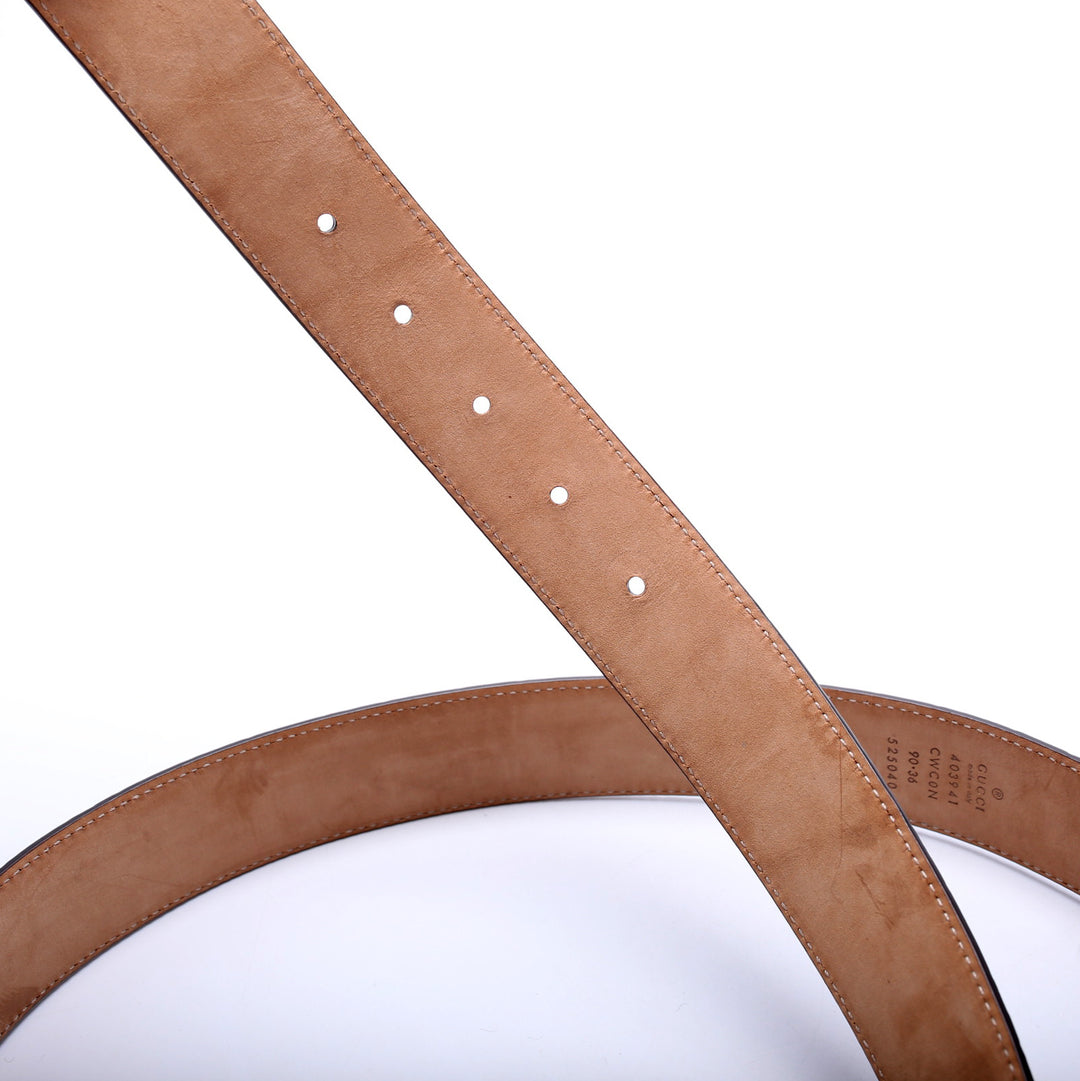 403941 Guccissima Rectangular Buckle Belt Size 90/36