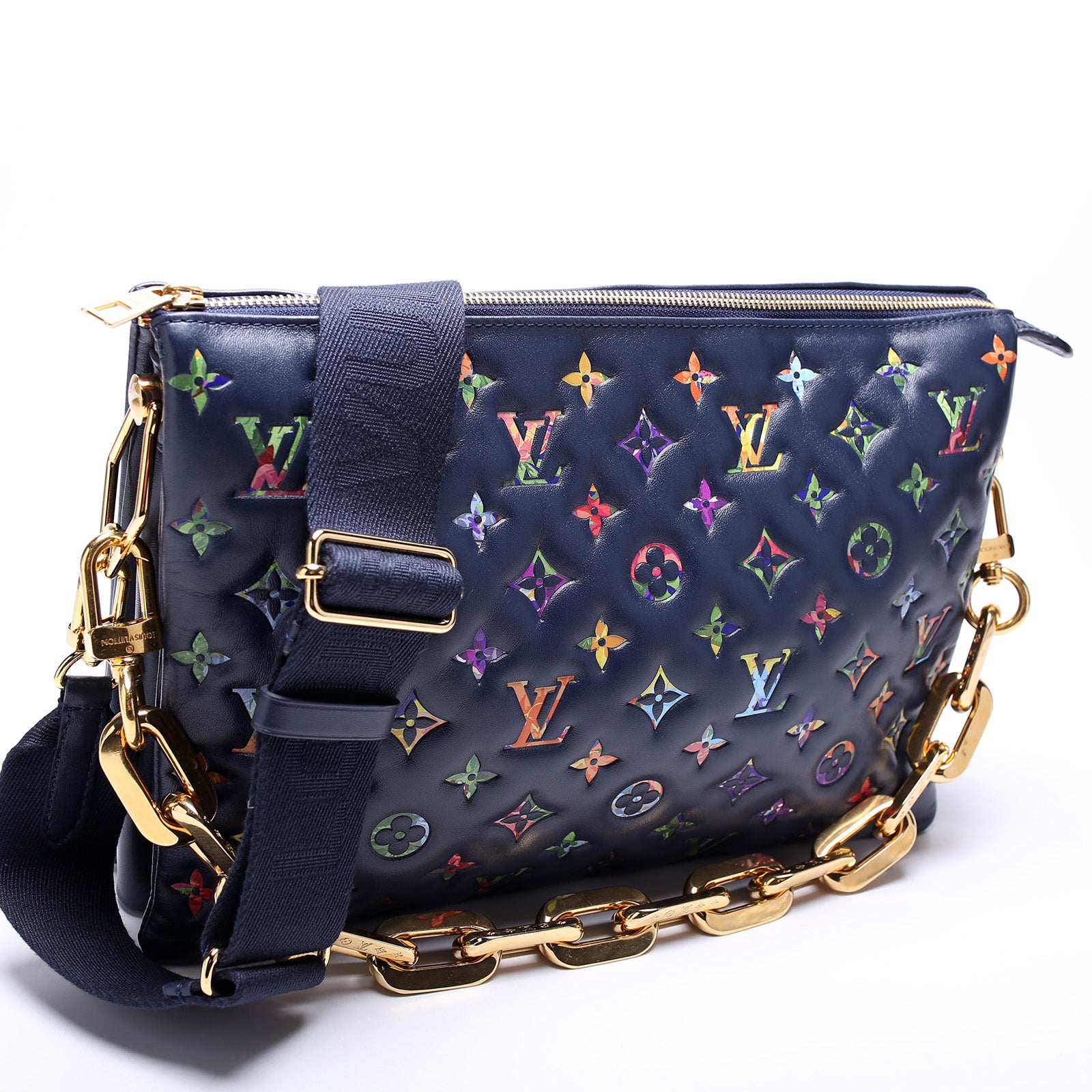 Louis Vuitton Coussin MM Navy Blue in Lambskin Leather with Gold