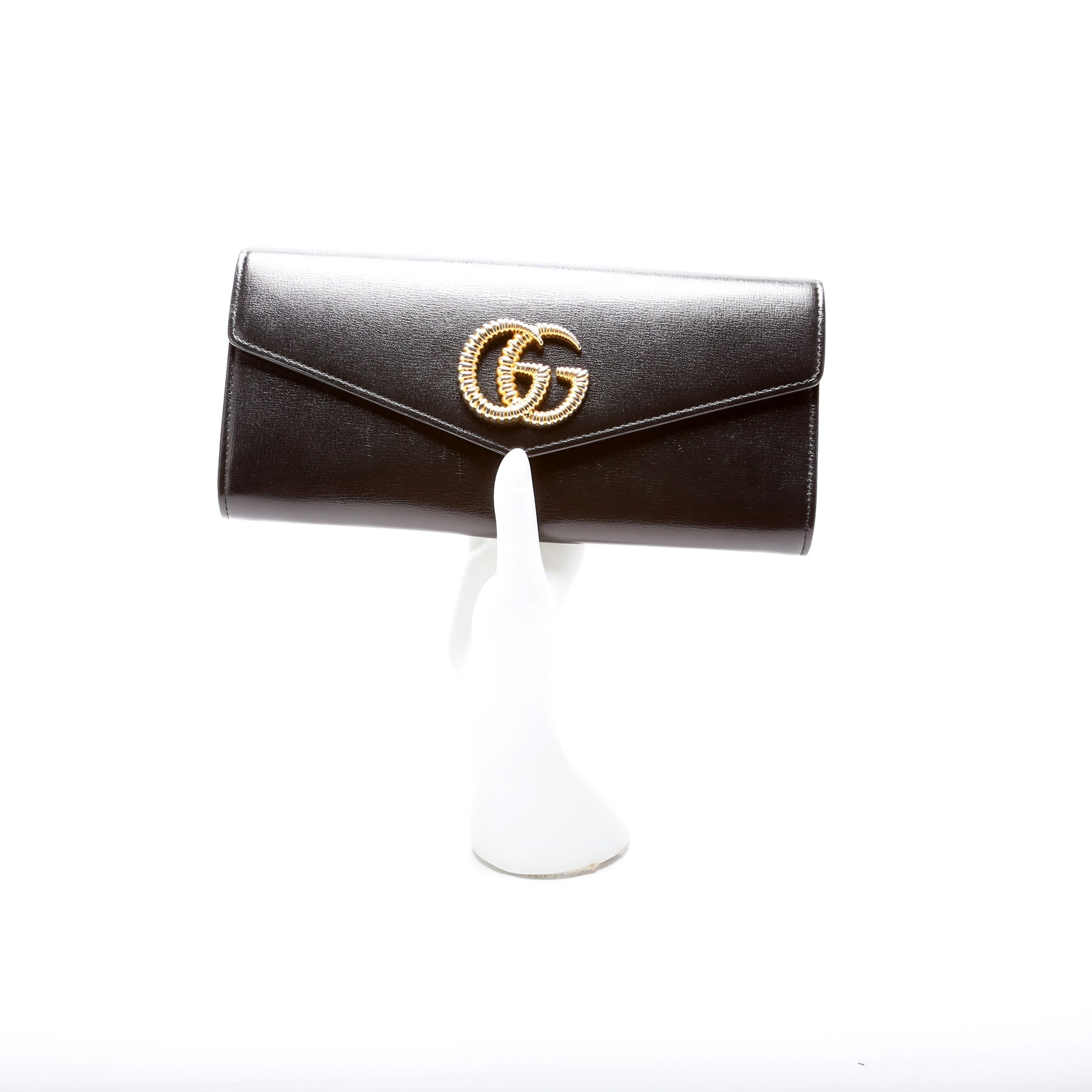 Authenticated Used Gucci Clutch Bag Black Gold Broadway 594101-Bag