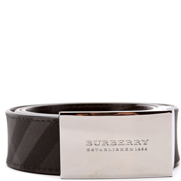 Burberry Check and Leather Reversible Belt , Size: 75