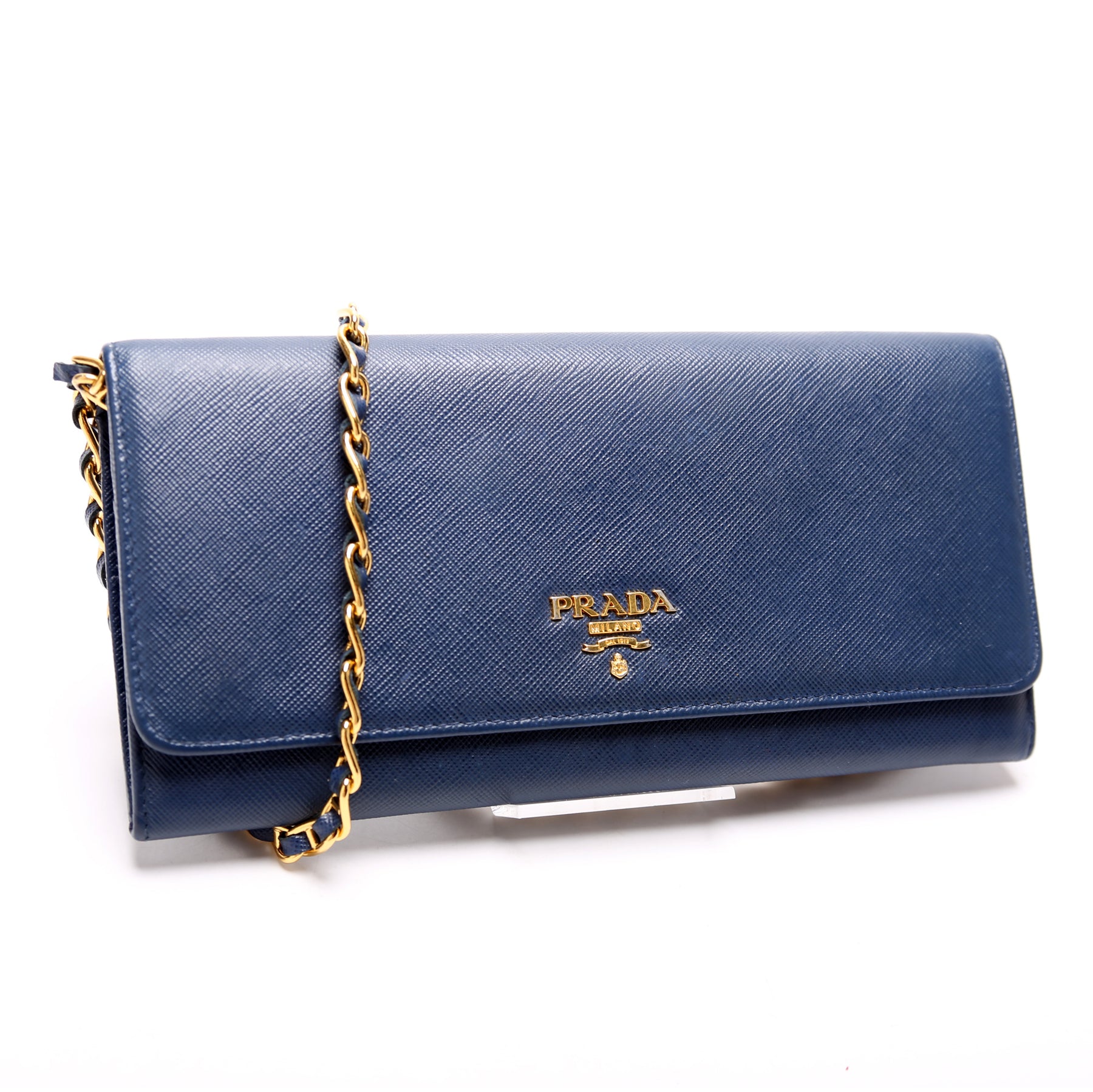 PRADA Saffiano Flap Shoulder Bag Bluette 631715