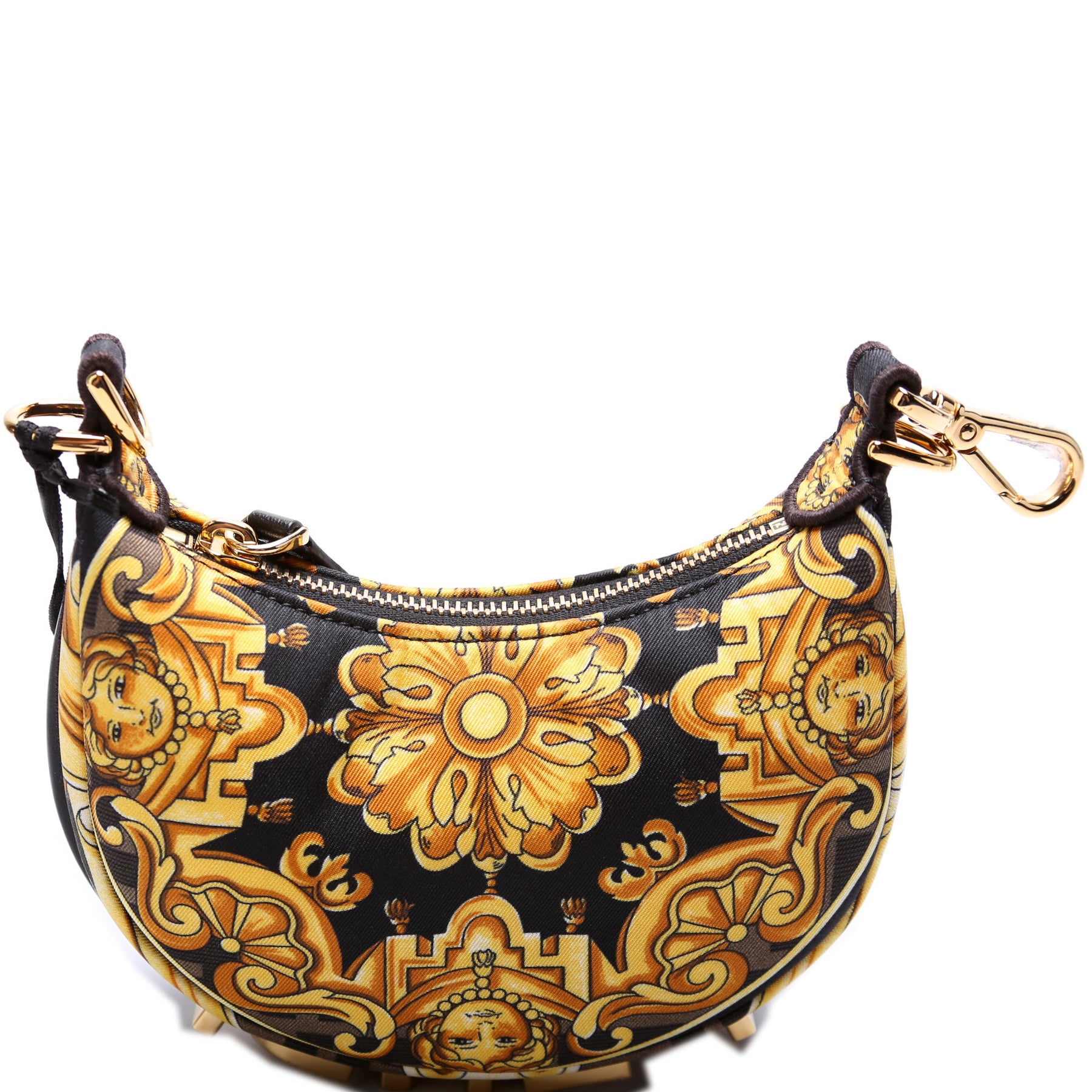 Fendi Small First Bag In Fendace Baroque Fabric Gold