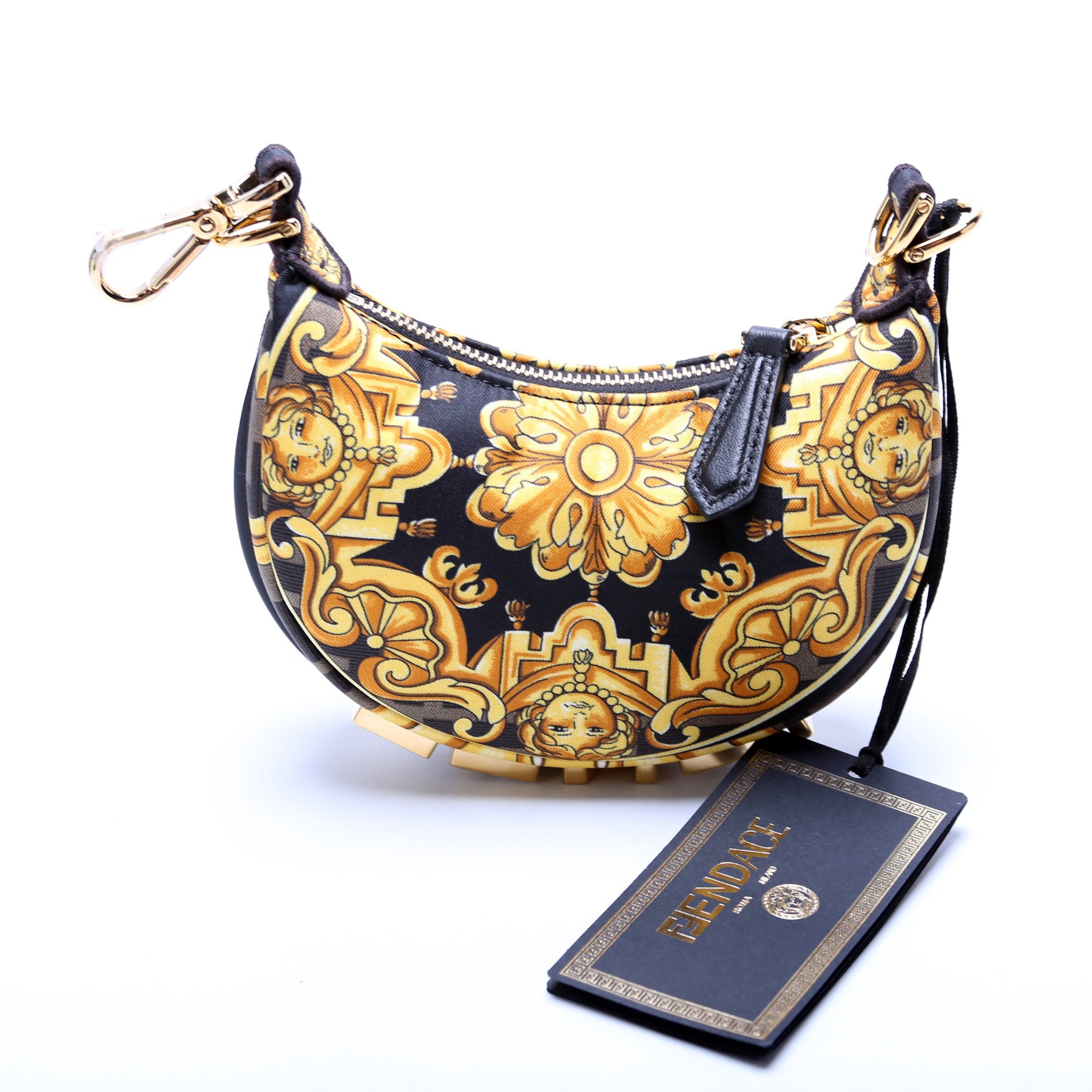 Fendi Small First Bag In Fendace Baroque Fabric Gold