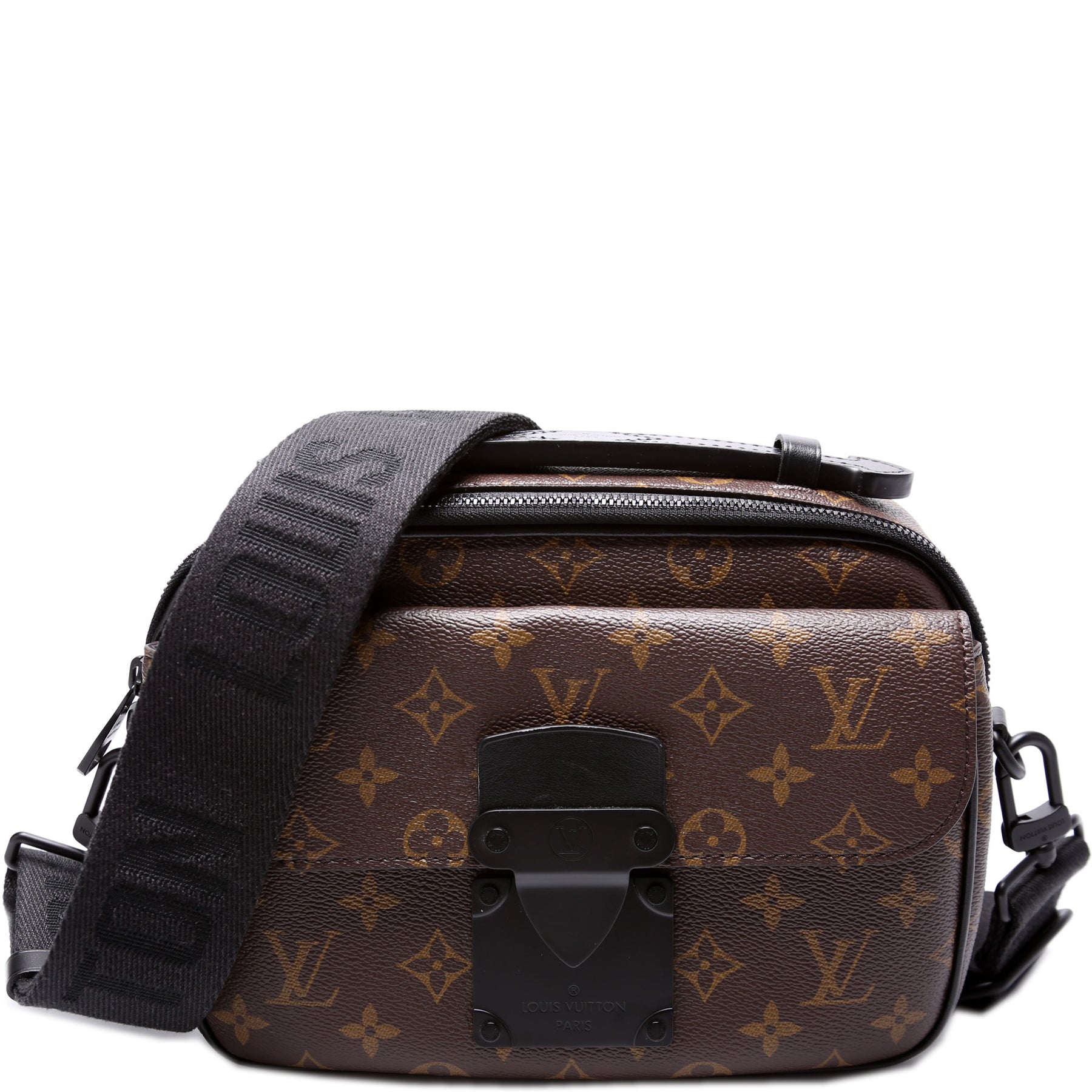 LOUIS VUITTON S-Lock Sling Monogram Leather Shoulder Bag Black