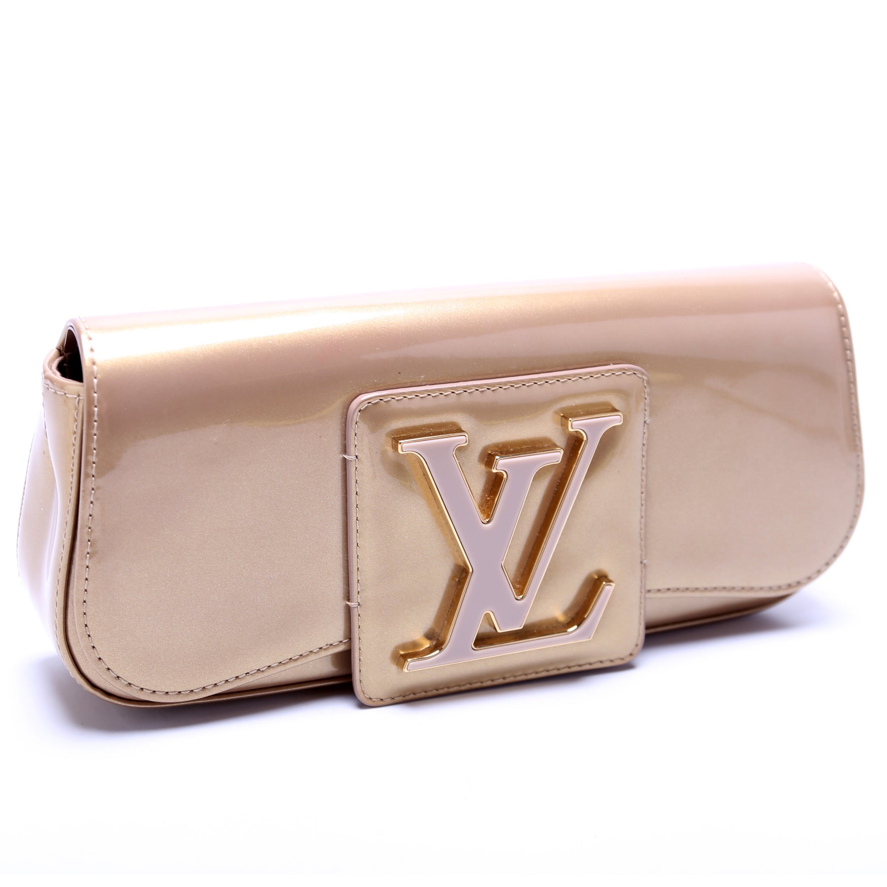 Authentic Louis Vuitton LV LOGO Pochette SOBE Givre Clutch Handbag