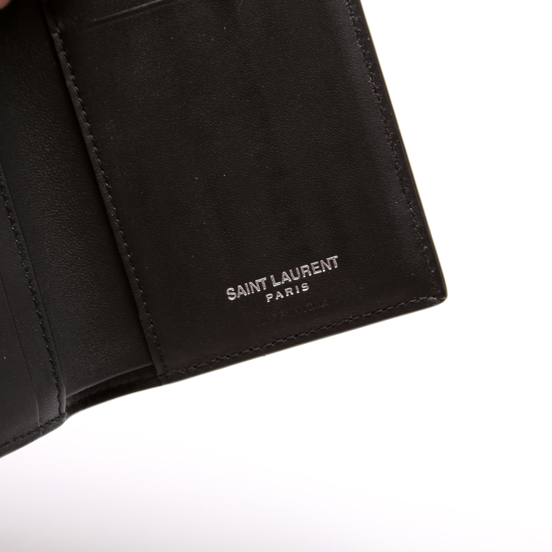 Saint Laurent Black Croc Embossed Leather Monogram Compact Wallet Saint  Laurent Paris