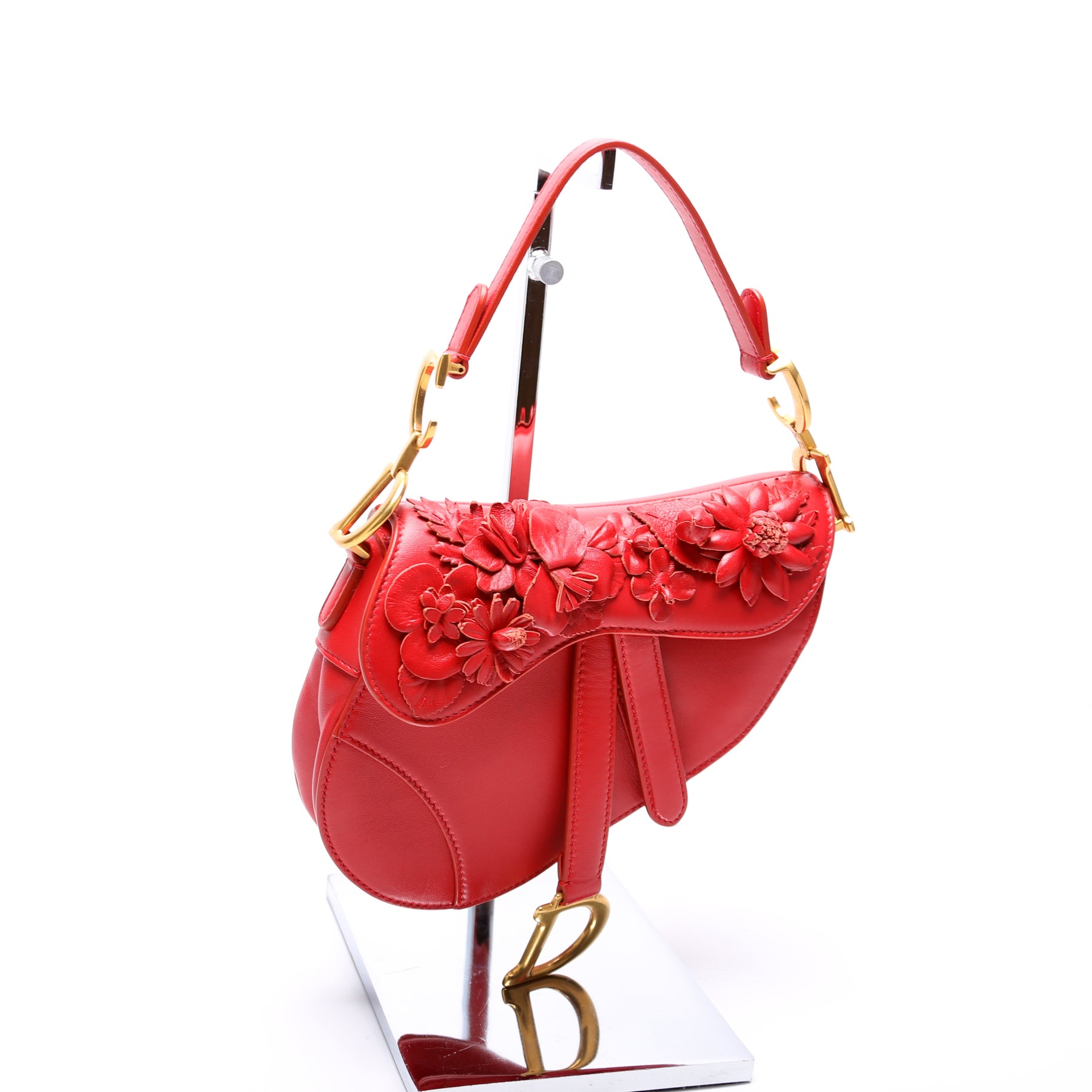 Christian Dior Floral Embroidered Saddle Bag