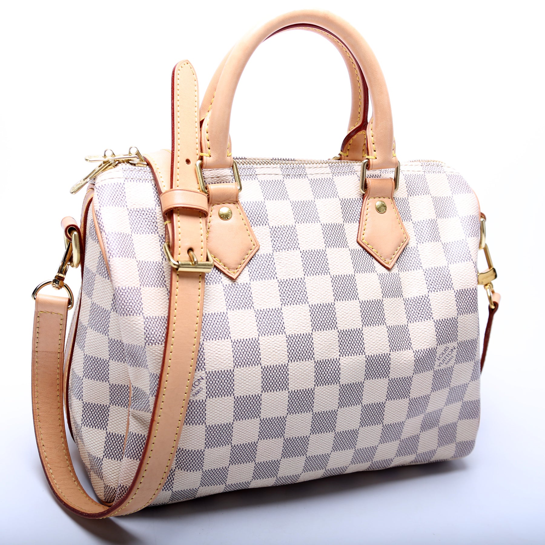 Speedy 25 Bandouliere Damier Azur – Keeks Designer Handbags