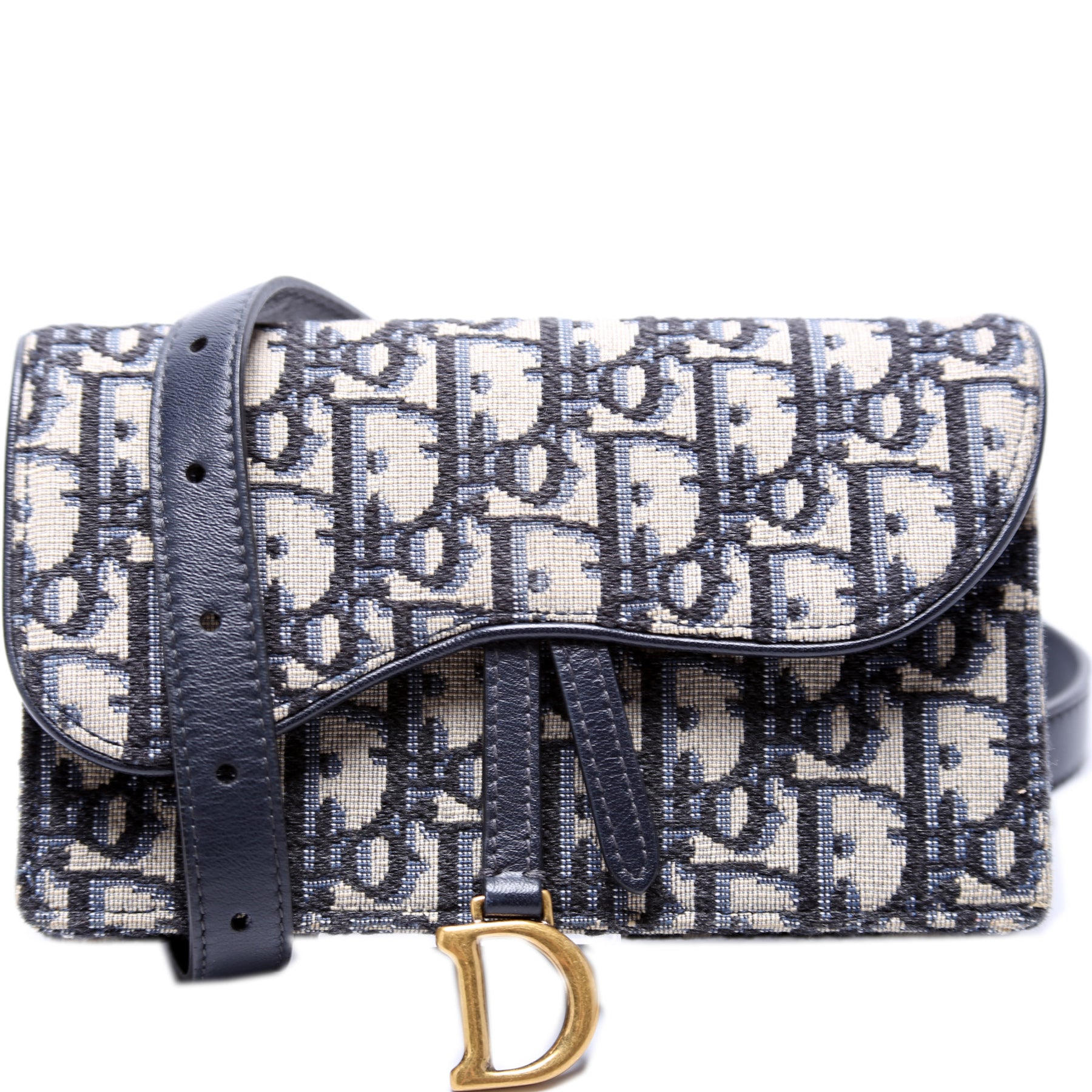 Christian Dior Blue Oblique Saddle Belt Pouch Bag